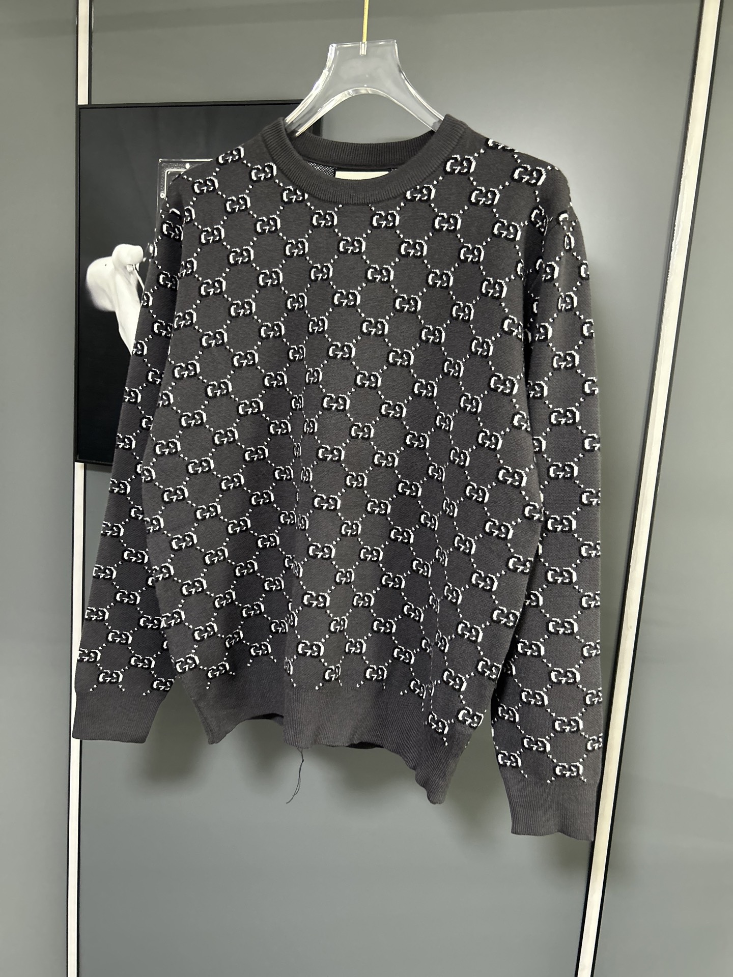 Gucci Grey Knitwear All-Over GG Logo Sweater Wool Blend Long Sleeve Pullover 5 i1756481734713 819 0 3