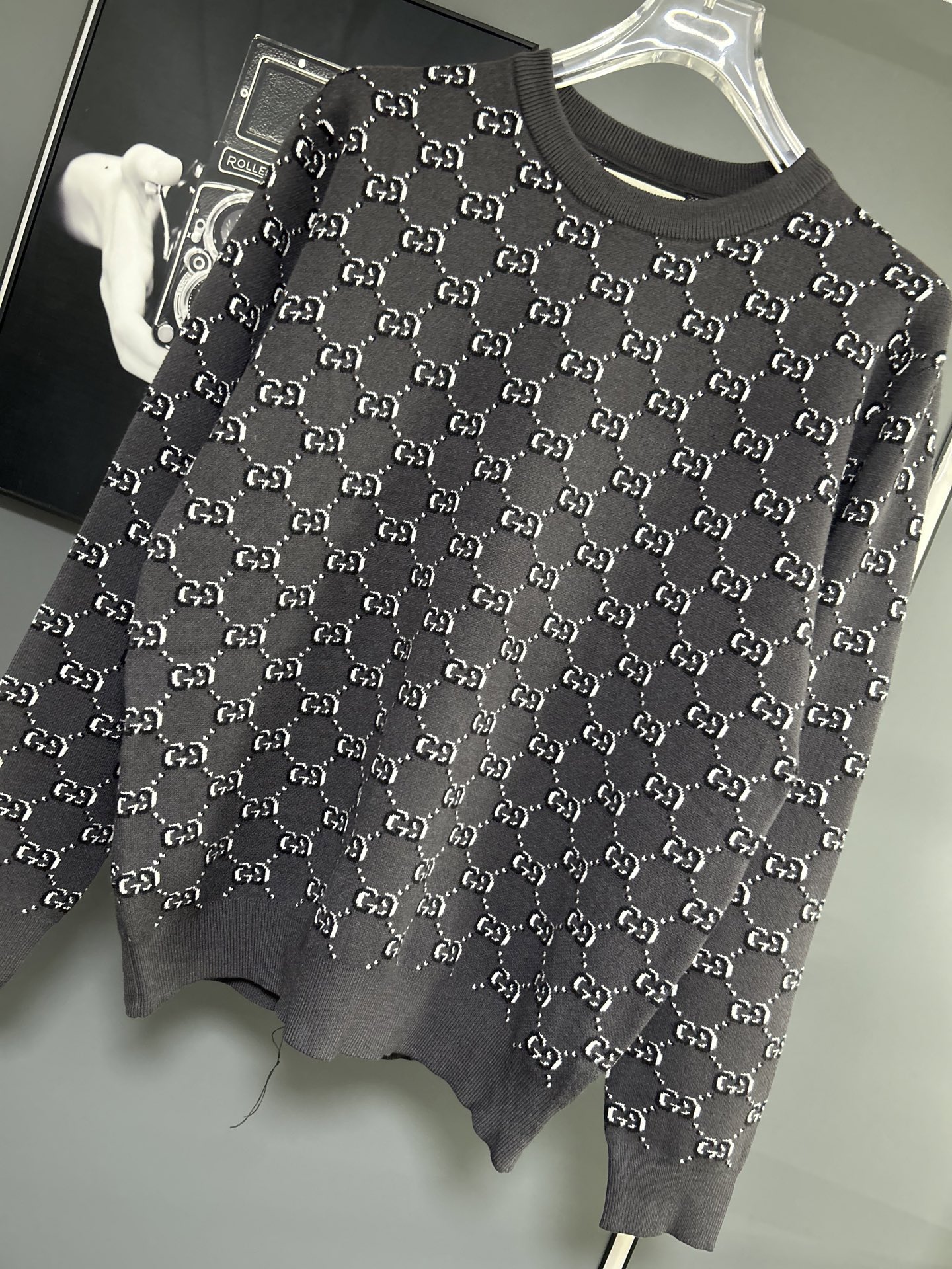 Gucci Grey Knitwear All-Over GG Logo Sweater Wool Blend Long Sleeve Pullover 4 i1756481734761 8634 0 2