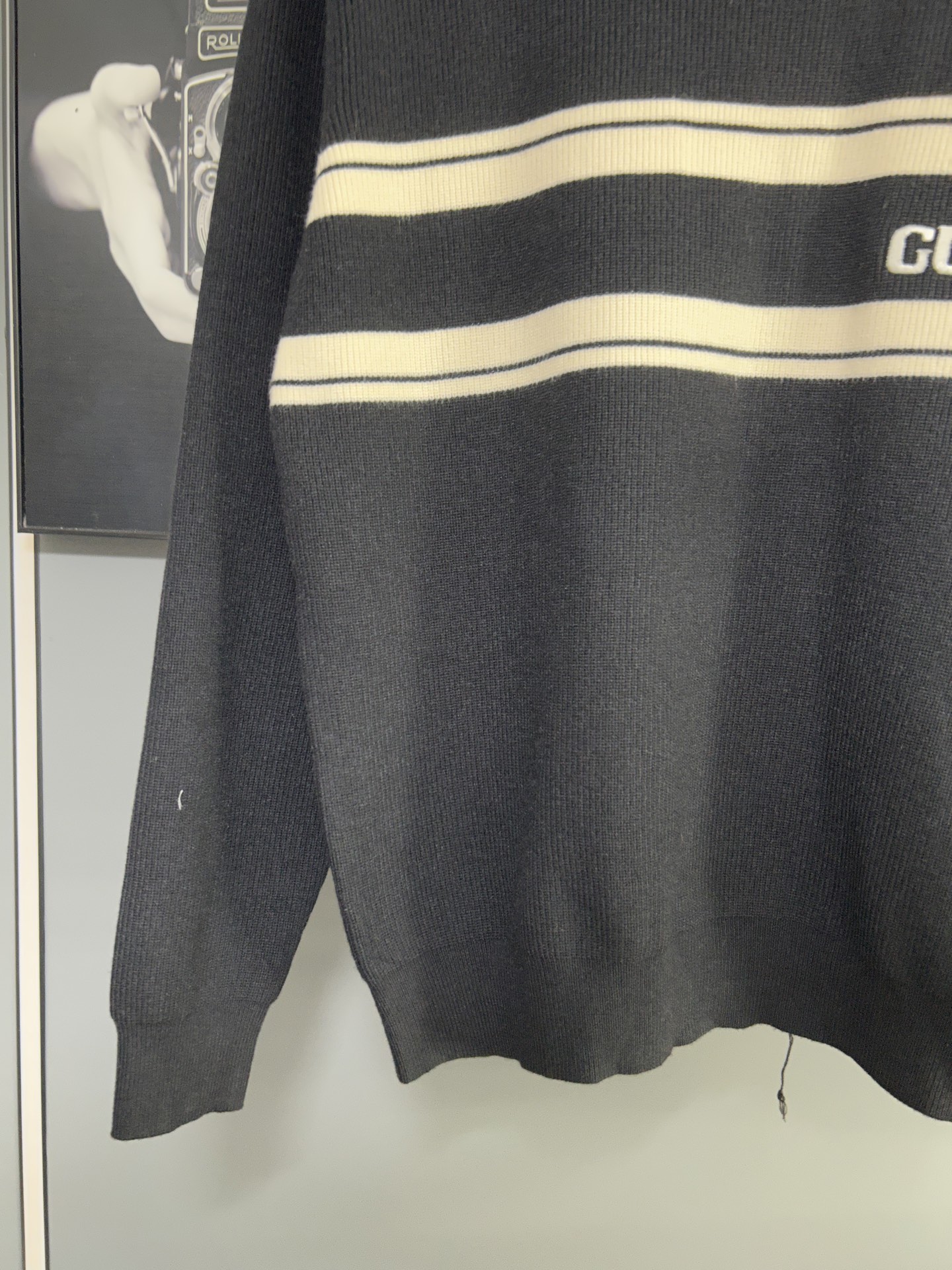 Gucci Black Knit Sweater with Stripe and Logo, Comfortable Knitwear 7 i1756482020905 5452 0 6