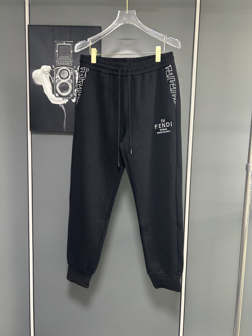 Fendi Men's Black Cotton Blend Logo Embroidered Casual Sweatpants 1 Fendi Men's Black Cotton Blend Logo Embroidered Casual Sweatpants