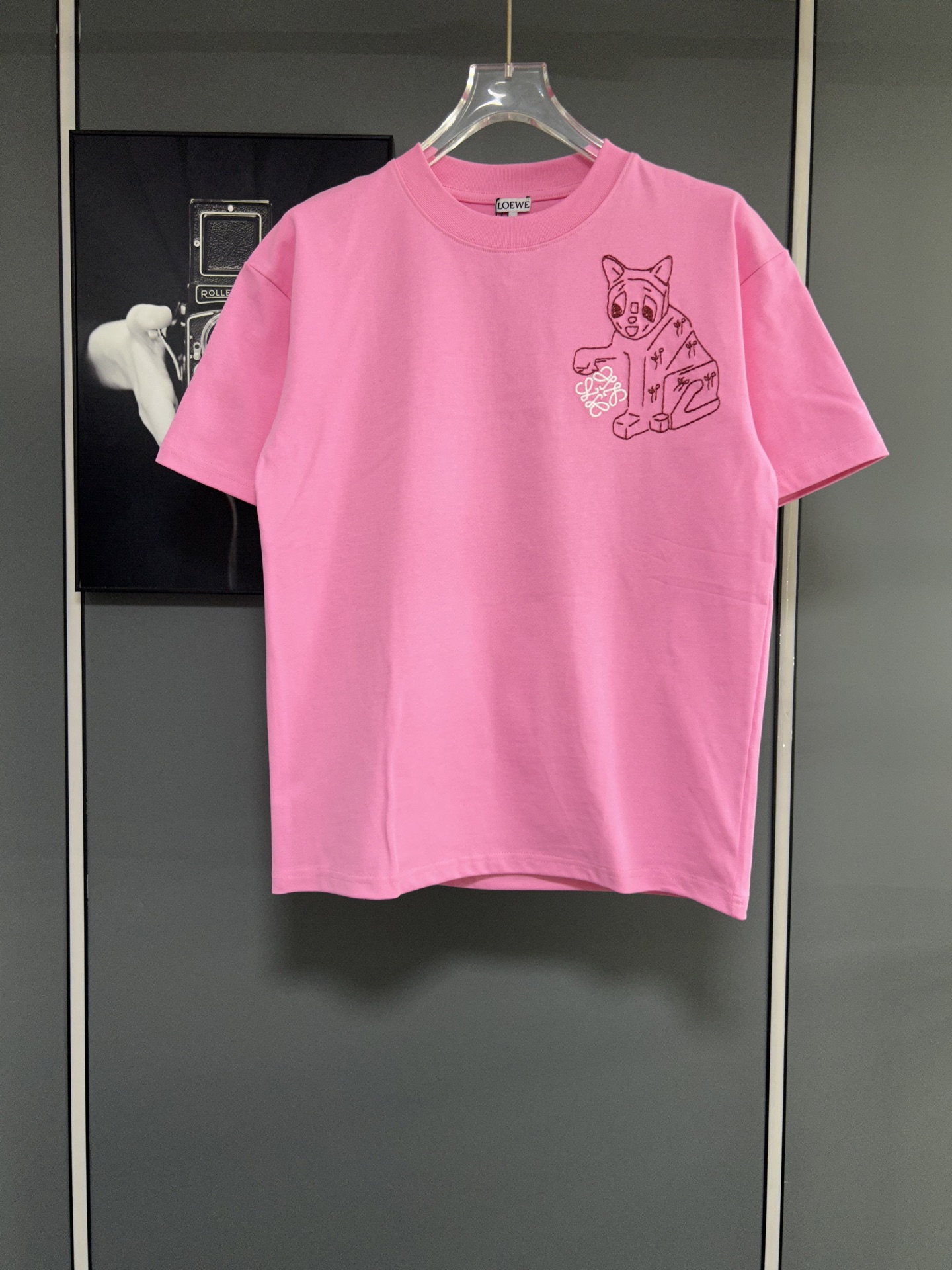 p90 LOEWE/罗意威 Camiseta de manga corta de cuello redondo de alta calidad 320g, clásico de la marca, bordado de letras LO…