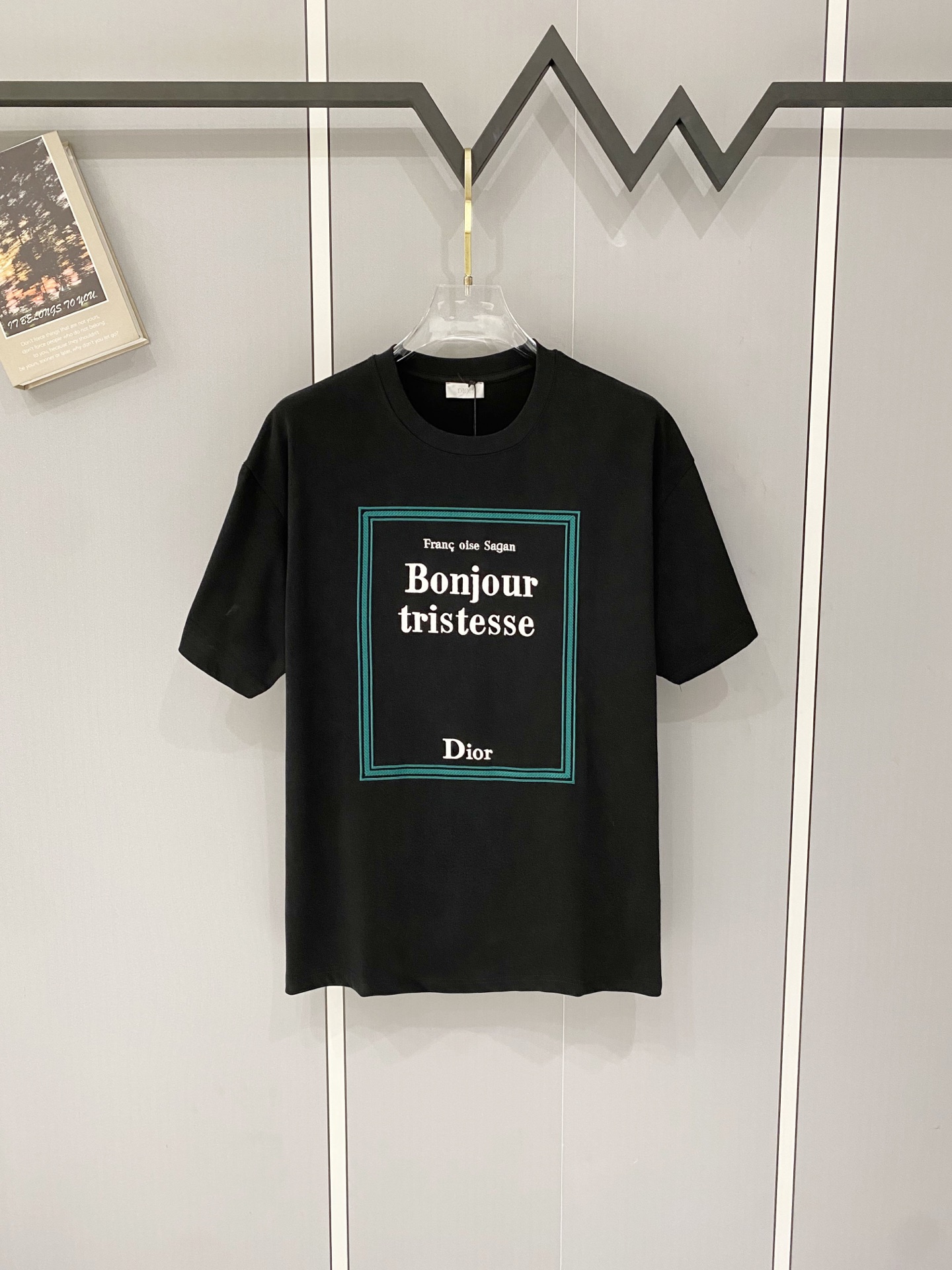 P95 DIOR / Dior Camiseta de manga corta con cuello redondo de 320 g de alta calidad marca clásica color contrastante cu…
