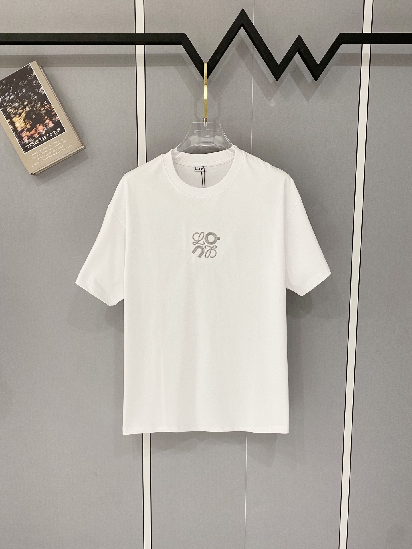 🅿️90 LOEWE/罗意威 Camiseta de manga corta de cuello redondo de alta calidad de 320 gramos, clásica de la marca, edición c…