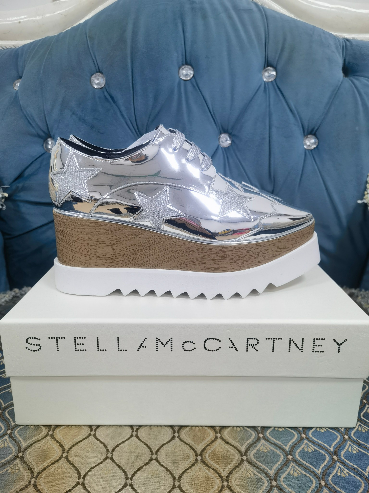 NO:260580,【High-up version】Real shot of Stella Mccartney thick-soled casual shoes, patent leather sheepskin, upgraded water transfer sole, comfortable to wear. Heel height 8 cm, size 34-40, pickup, sponge shoes, cartier, sheepskin19860909【高版本】实拍Stella Mccartney厚底休闲单鞋 ,漆皮面羊皮里,升级版水转印大底,穿着舒适度. 跟高8厘米,码数34-40,拿货,松糕鞋,cartier,sheepskin,Women's Shoes