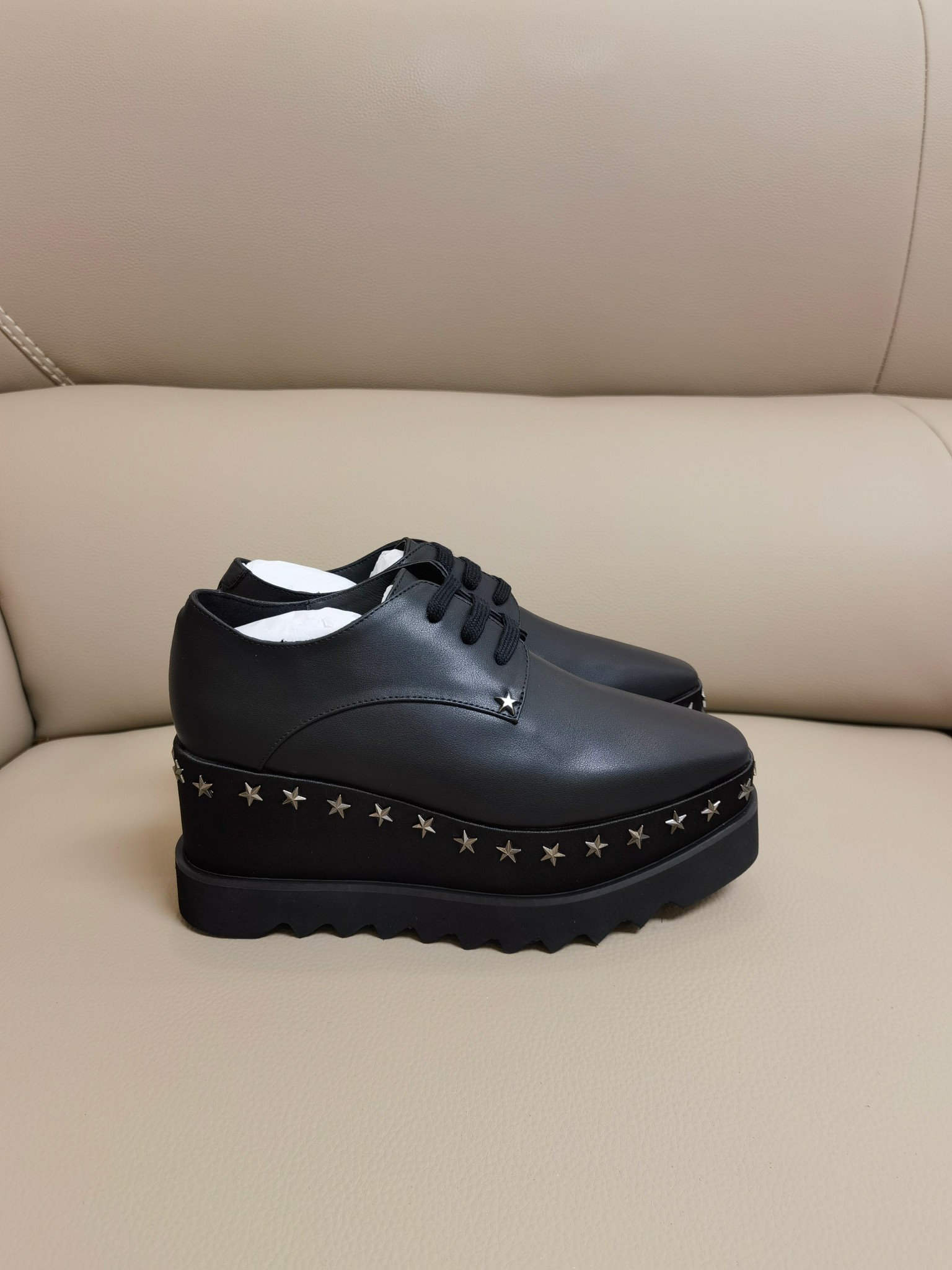 NO:260589,【High-up version】Real shot of Stella Mccartney thick-soled casual single shoes cowhide sheepskin, heel height 8 cm, size 34-40, pickup, sponge shoes, cartier, cowhide, sheepskin19860909【高版本】实拍Stella Mccartney厚底休闲单鞋 牛皮面羊皮里, 跟高8厘米,码数34-40,拿货,松糕鞋,cartier,cowhide,sheepskin,Women's Shoes