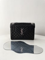 Yves Saint Laurent Crossbody & Shoulder Bags Black Silver Hardware Cowhide Envelope Chains