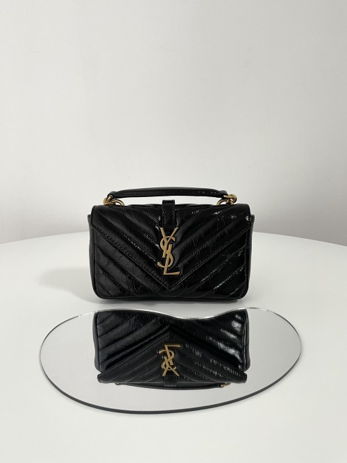 Yves Saint Laurent College Mini Oil Waxed Leather Crossbody Bag - Black 1 Yves Saint Laurent College Mini Oil Waxed Leather Crossbody Bag - Black