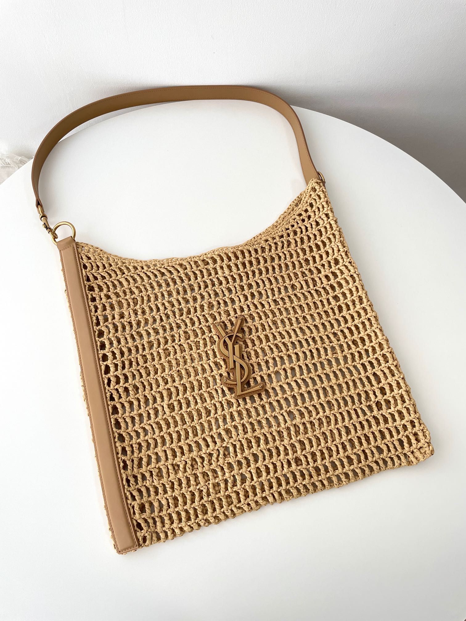 Yves Saint Laurent Crossbody & Shoulder Bags Gold Openwork Raffia Straw Woven Weave Summer Collection