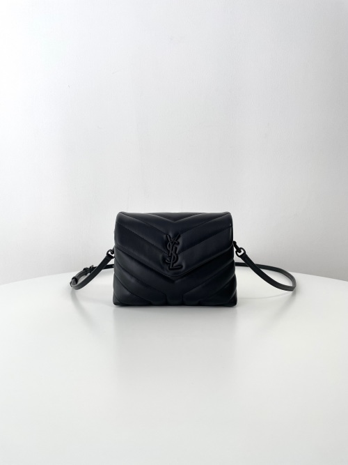 Yves Saint Laurent Mini Loulou Crossbody Bag - Black Chevron Quilted Leather 1 Yves Saint Laurent Mini Loulou Crossbody Bag - Black Chevron Quilted Leather