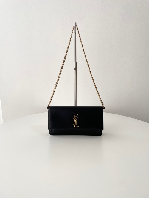 Saint Laurent Sunset Chain Wallet Bag in Black Leather with Gold Hardware 1 Saint Laurent Sunset Chain Wallet Bag in Black Leather with Gold Hardware