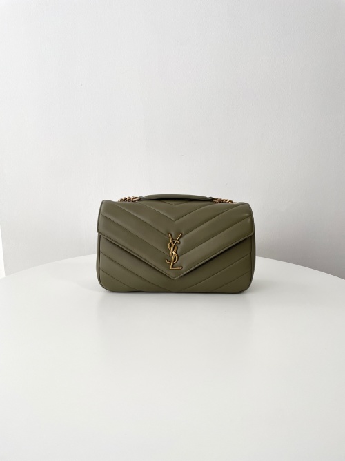 Yves Saint Laurent Loulou Medium Chain Bag in Deep Moss Green Nappa Leather 1 Yves Saint Laurent Loulou Medium Chain Bag in Deep Moss Green Nappa Leather