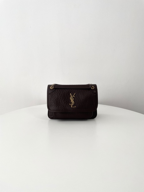 Saint Laurent Niki Baby Burgundy Leather Shoulder Bag with Silver Hardware 1 Saint Laurent Niki Baby Burgundy Leather Shoulder Bag with Silver Hardware
