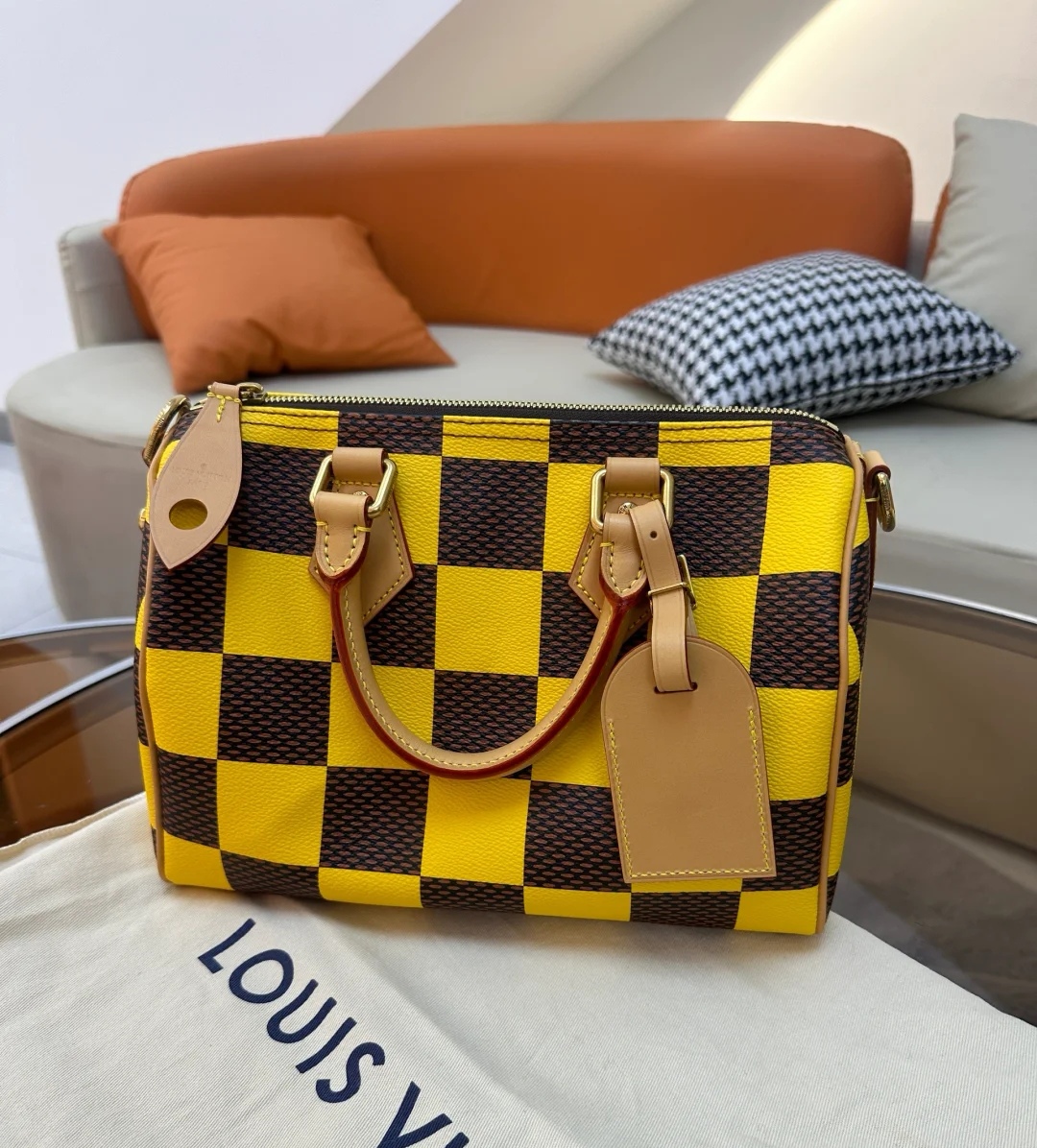 Louis Vuitton LV Speedy High
 Bags Handbags Blue Grid Yellow N40585