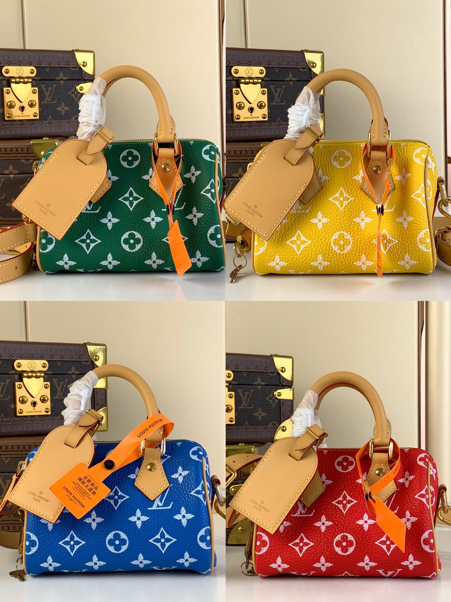 لويس فيتون LV Speedy حقيبة حقيبة يد متجر مصمم المتجر
 بلو غرين رد : . أصفر مینی M24419