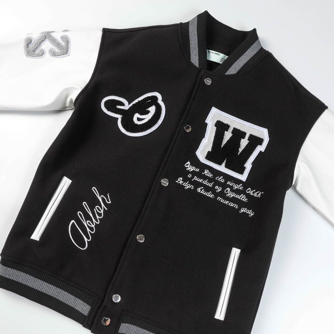Embroidered Baseball Suit Jacket with Offwire Towel Detail in Multiple Sizes - 图片 3