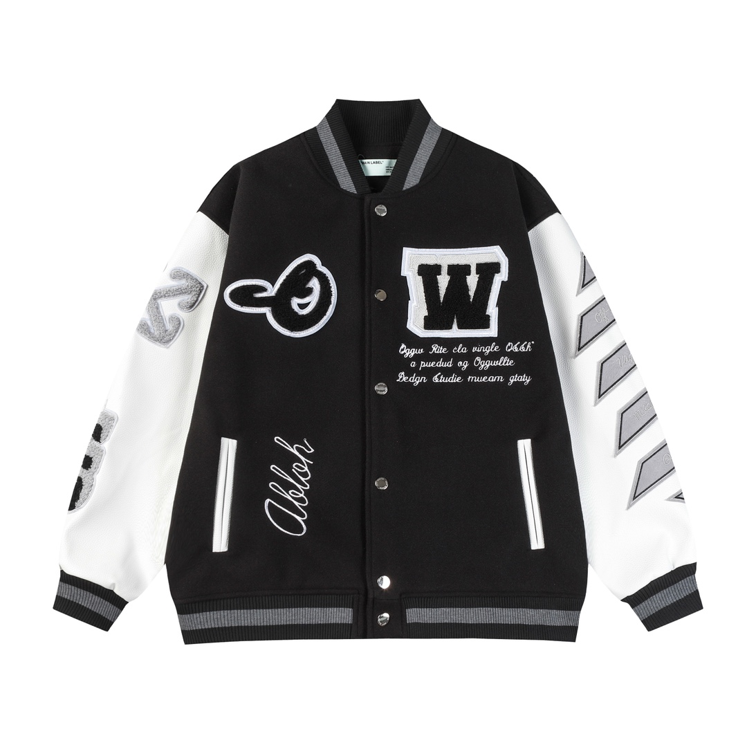 Embroidered Baseball Suit Jacket with Offwire Towel Detail in Multiple Sizes
