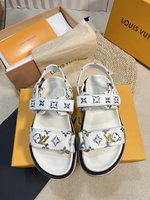 Louis Vuitton Shoes Sandals Printing Sheepskin Spring/Summer Collection