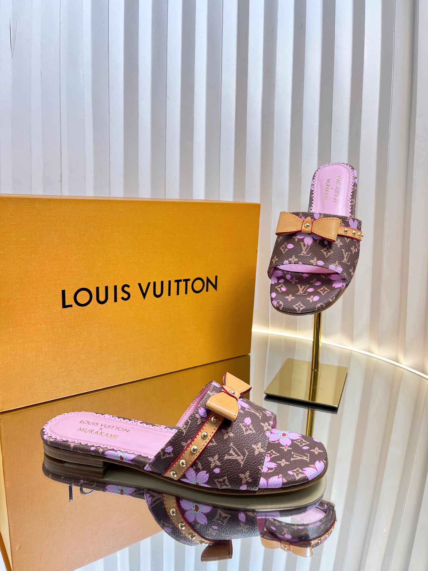 Louis Vuitton Murakami Monogram Bow Flat Mule Sandals | Women's Designer Slides 6 i1744669643784 3238 0 4