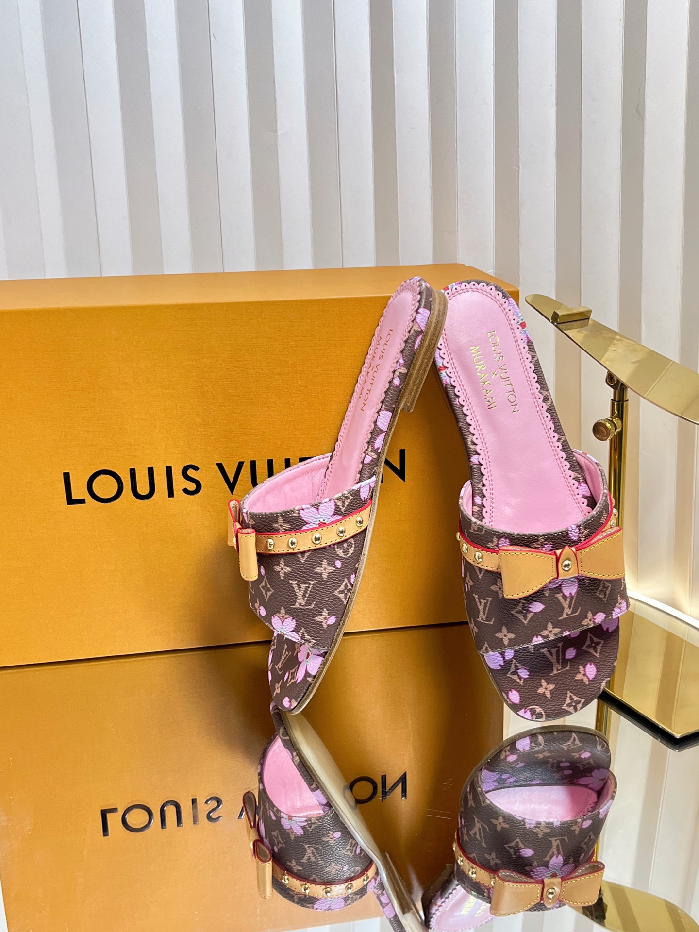 Louis Vuitton Murakami Monogram Bow Flat Mule Sandals | Women's Designer Slides 7 i1744669643791 141 0 5