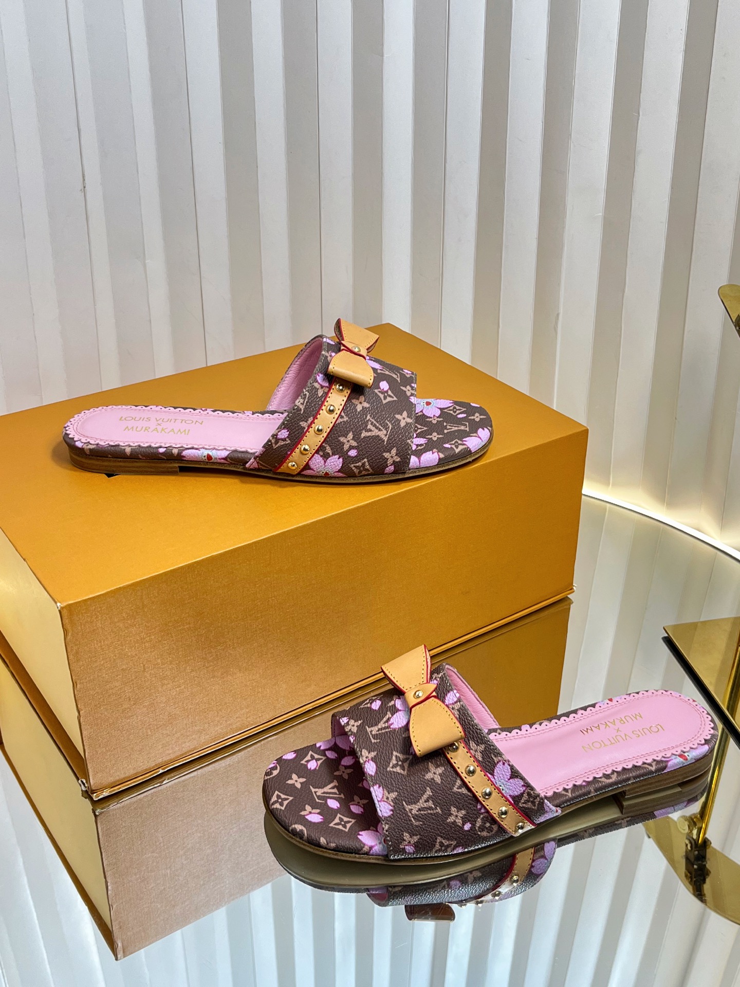 Louis Vuitton Murakami Monogram Bow Flat Mule Sandals | Women's Designer Slides 4 i1744669658793 3288 0 2