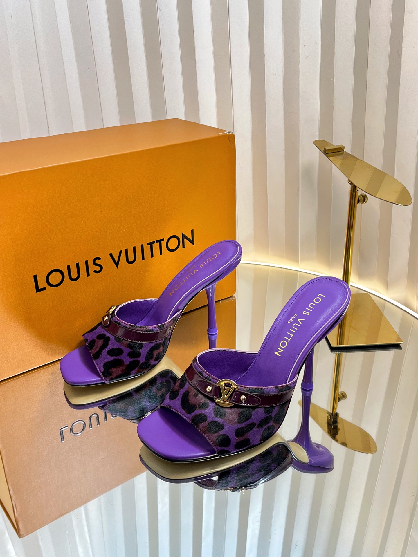 Louis Vuitton Purple Animal Print Heeled Mules Slides Women Shoes Size 35-42 3 i1750632022588 3108 0 1