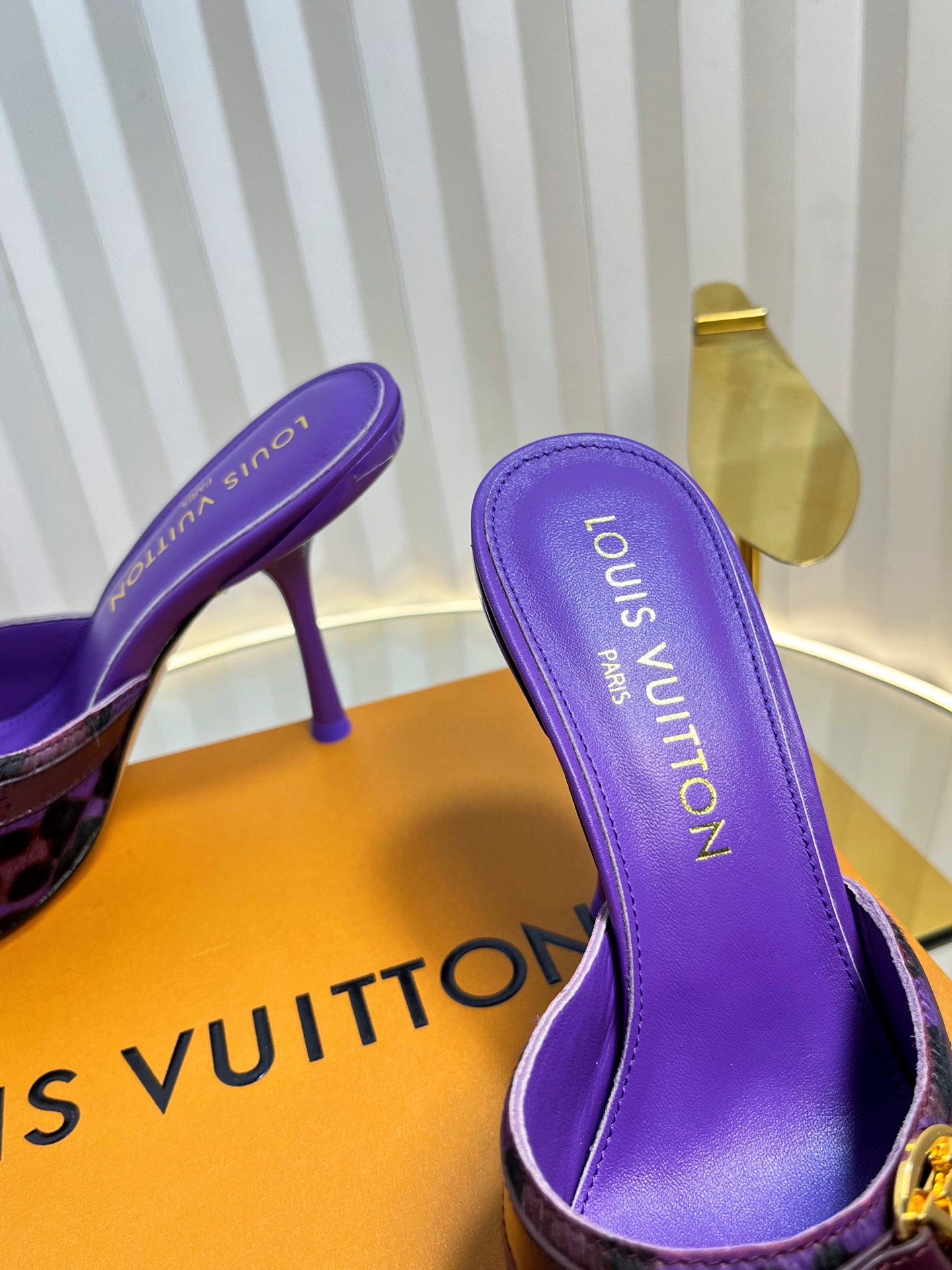 Louis Vuitton Purple Animal Print Heeled Mules Slides Women Shoes Size 35-42 8 i1750632023958 3388 0 6
