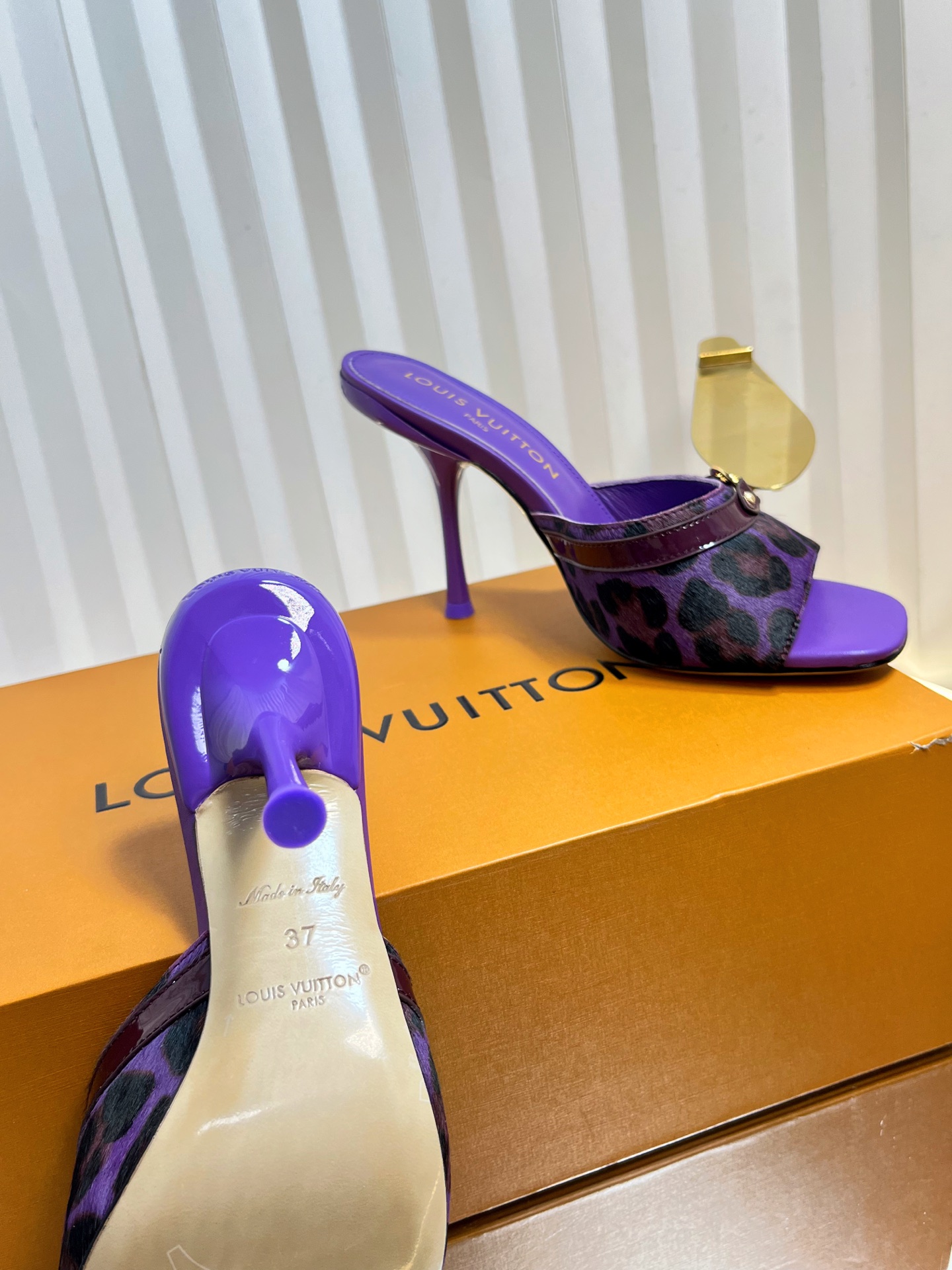 Louis Vuitton Purple Animal Print Heeled Mules Slides Women Shoes Size 35-42 10 i1750632024050 7530 0 8