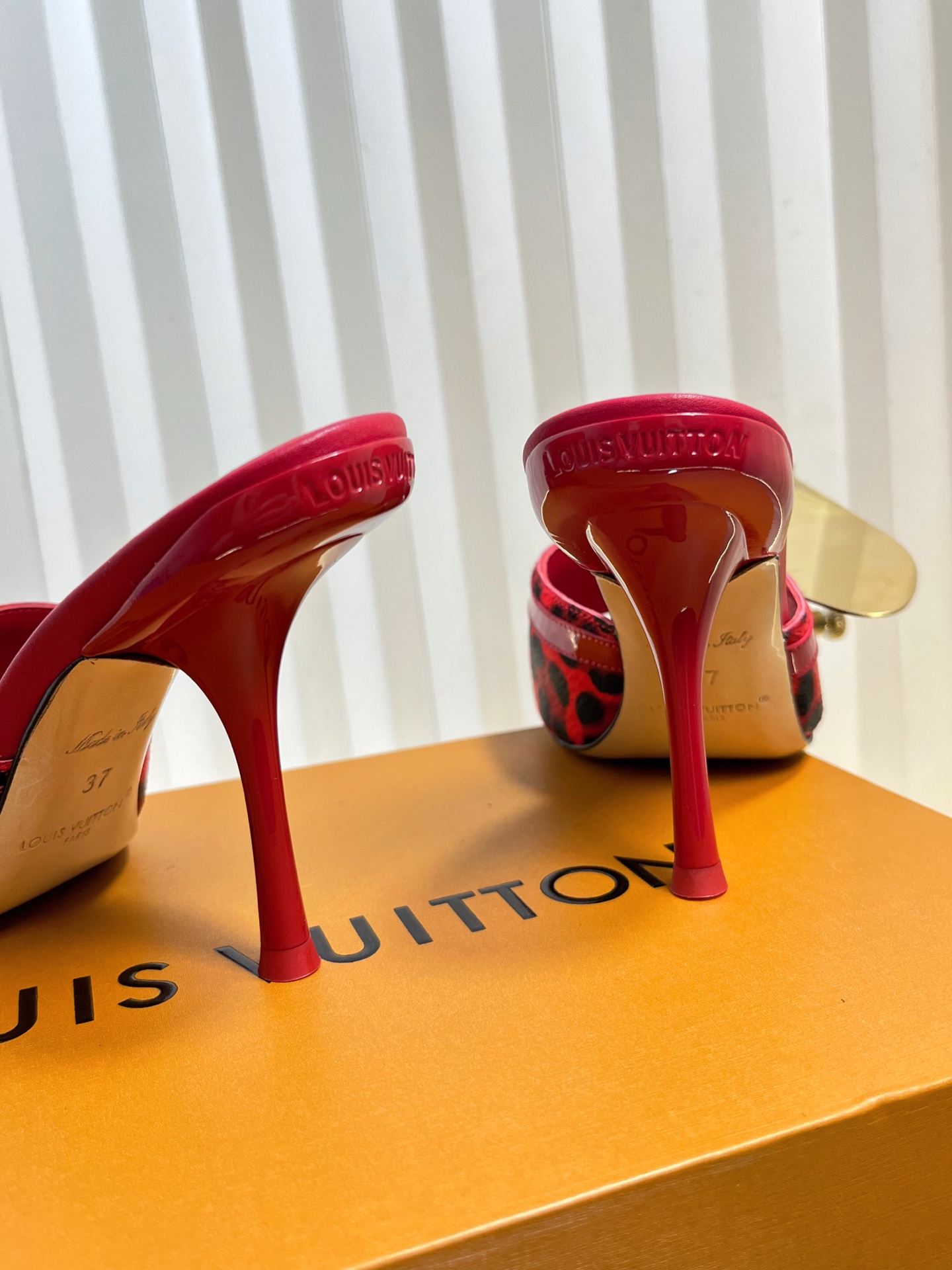 Louis Vuitton Women's Red and Leopard Print Heeled Mules - Size 35 to 42 9 i1750632087299 1613 0 7