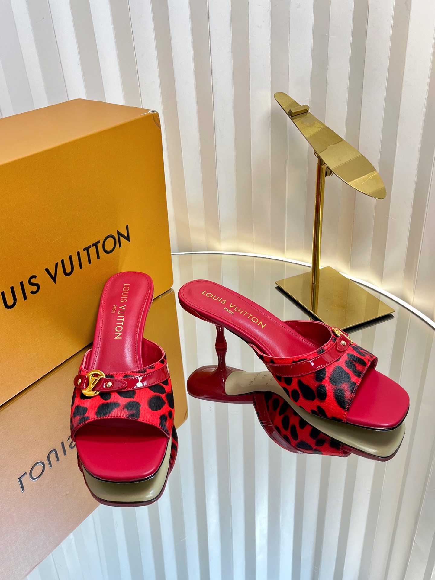 Louis Vuitton Red Leopard Print Women's Heeled Sandals Mules Slides Pumps 3 i1750632203849 4806 0 2