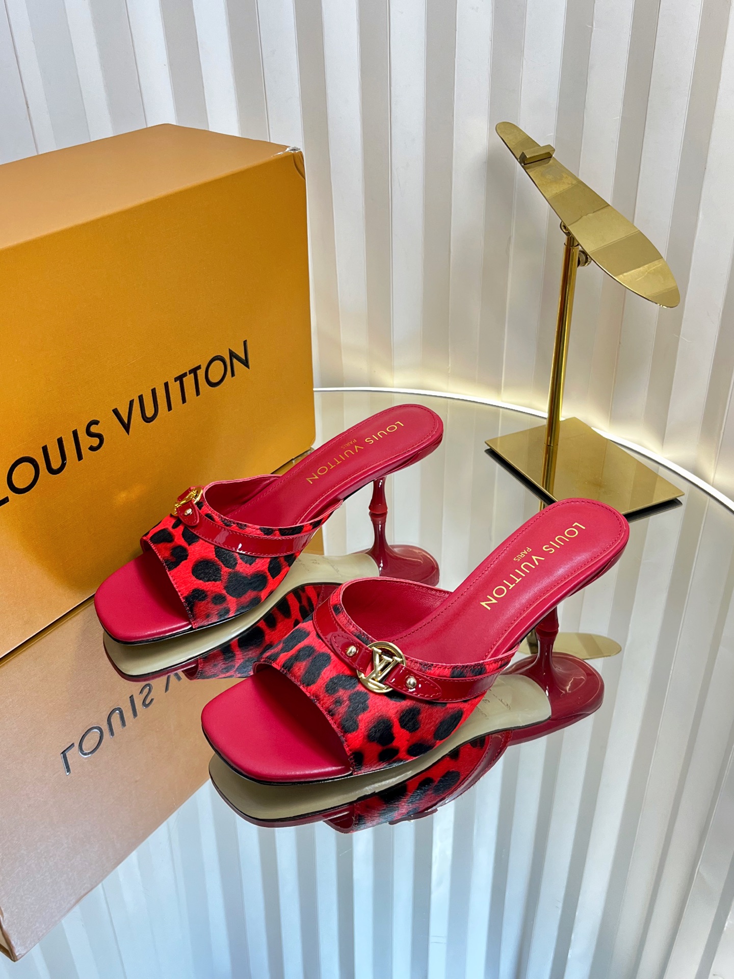 Louis Vuitton Red Leopard Print Women's Heeled Sandals Mules Slides Pumps 2 i1750632203904 6377 0 1