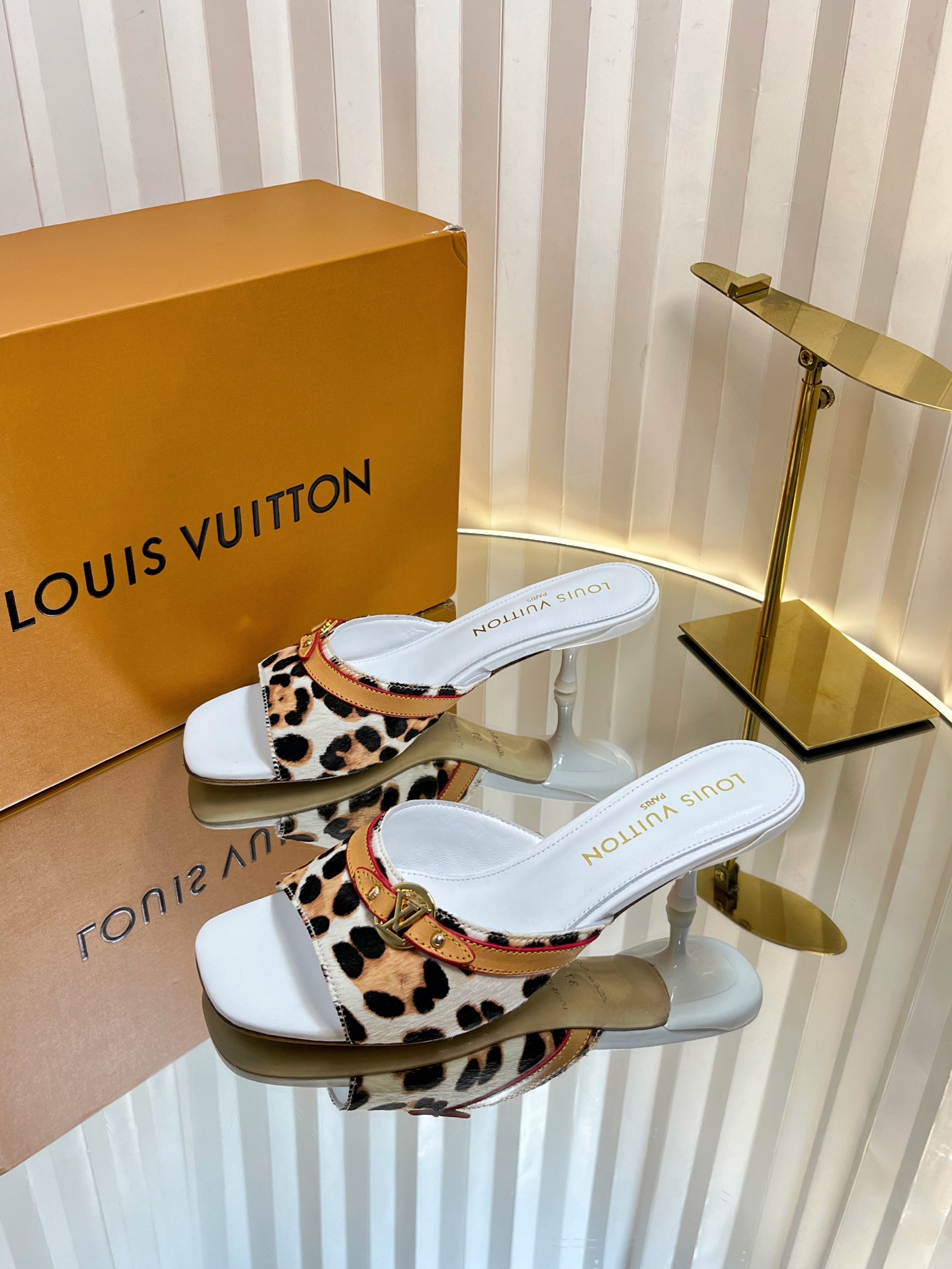 Louis Vuitton Women's Leopard Print Mules in Leather, Stylish and Comfortable 2 i1750632233561 5941 0 1