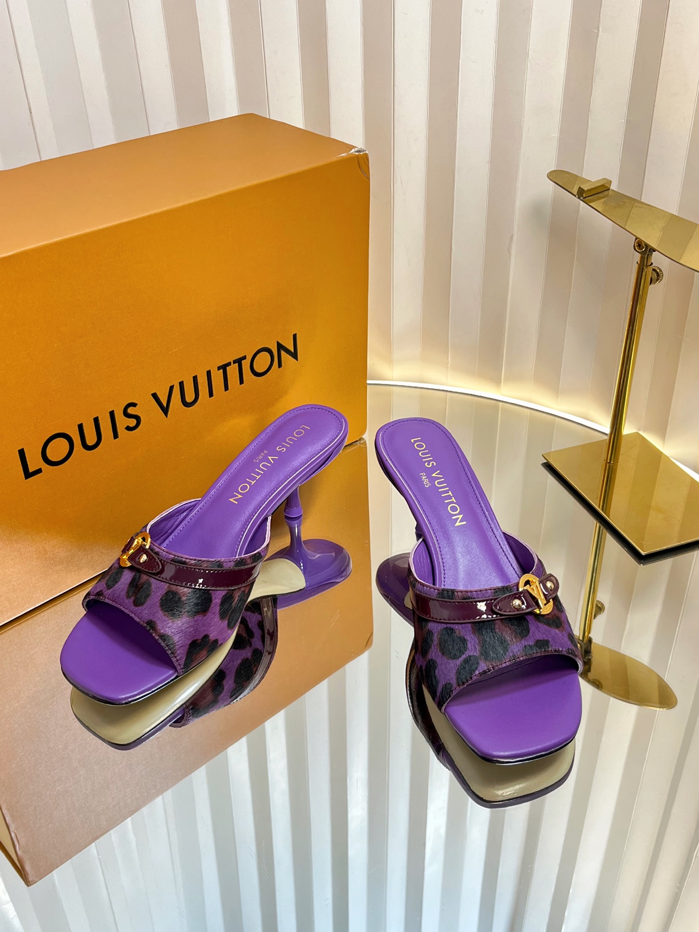 Louis Vuitton Purple Animal Print Heeled Mules Slides Women Shoes 4 i1750632262622 896 0 2