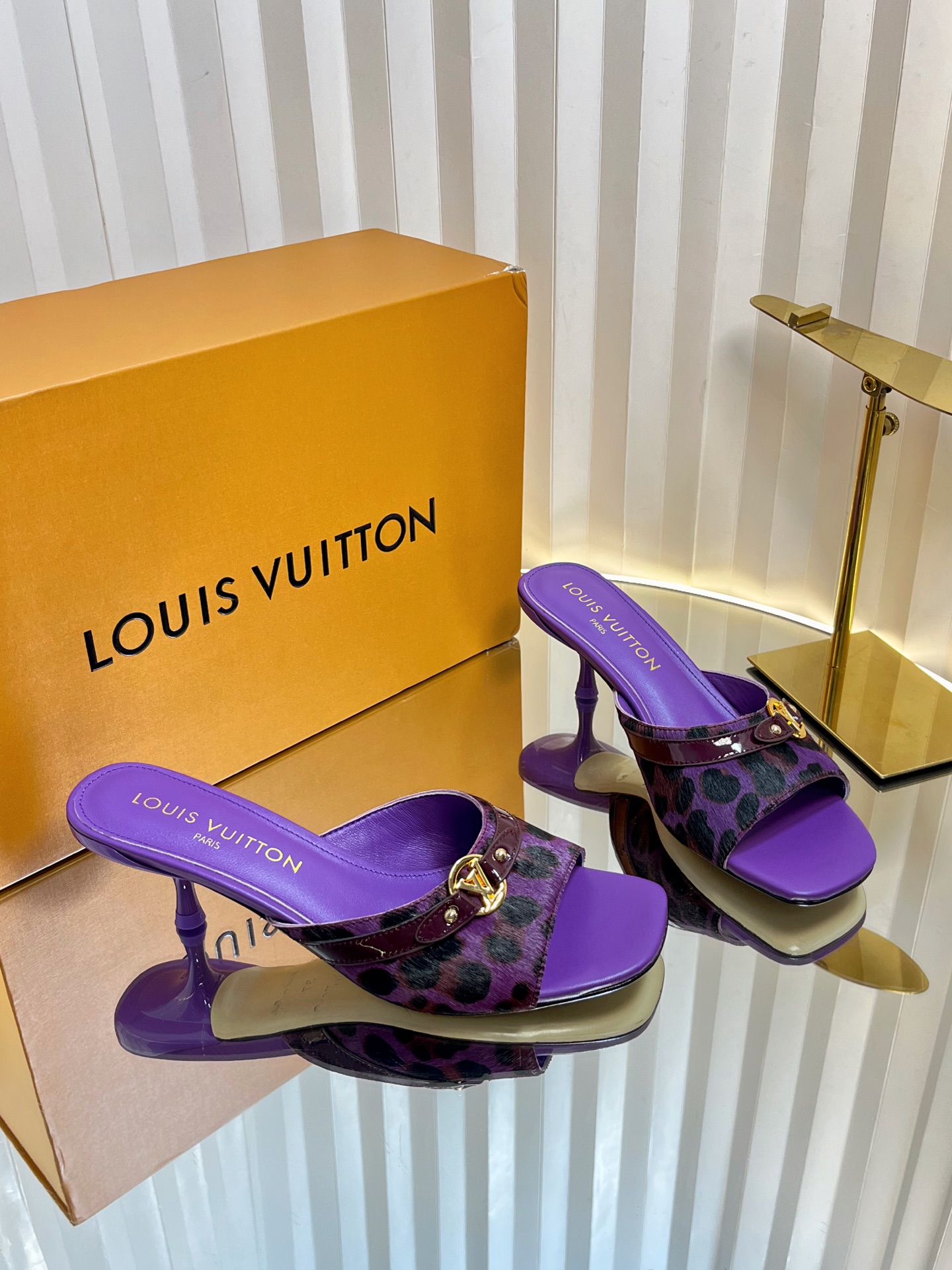 Louis Vuitton Purple Animal Print Heeled Mules Slides Women Shoes 2 i1750632264373 8509 0 0