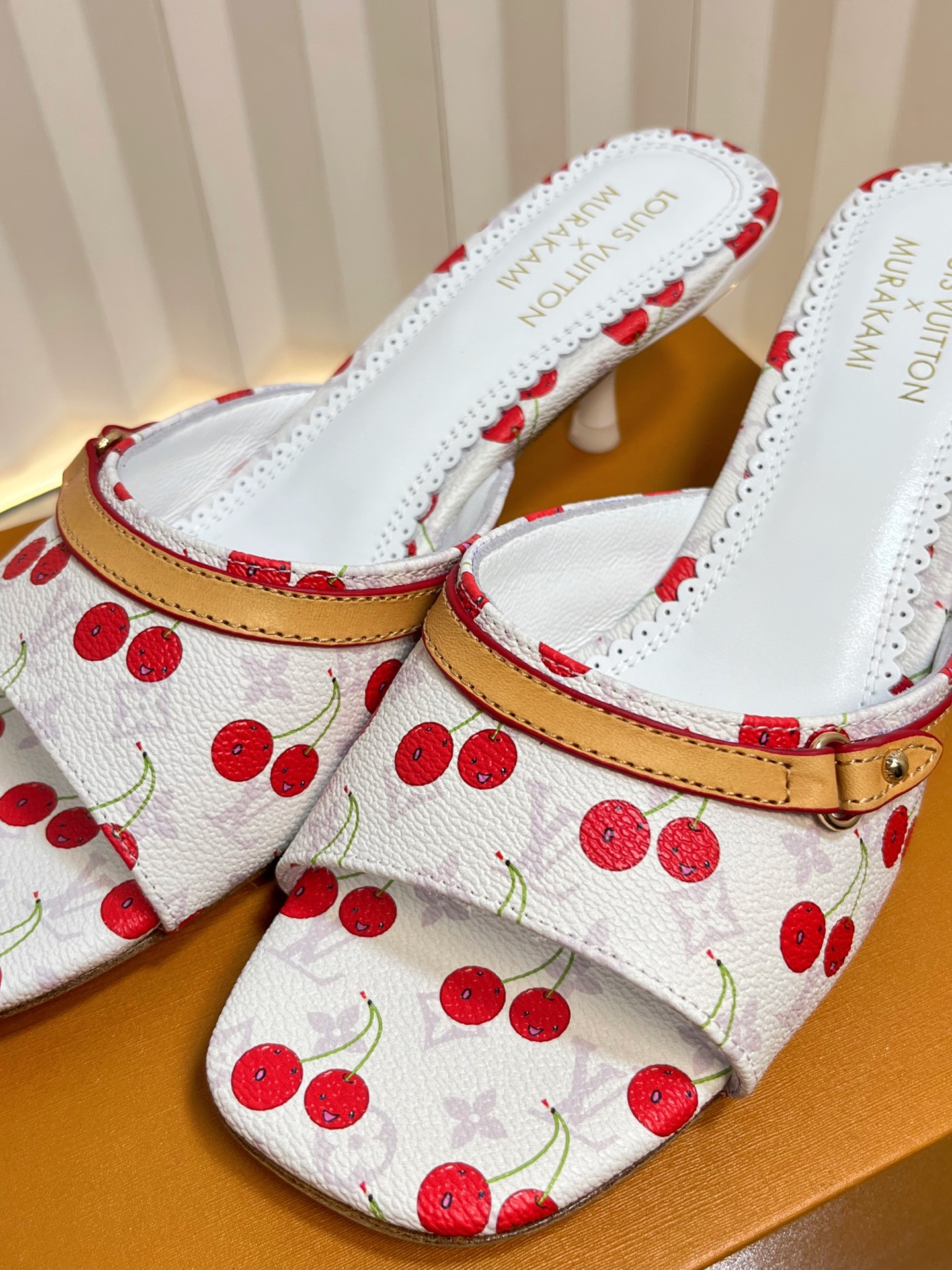 Louis Vuitton Murakami Cherry Print Leather Heeled Mules Slides Size 35-42 7 i1751236412959 1582 0 6