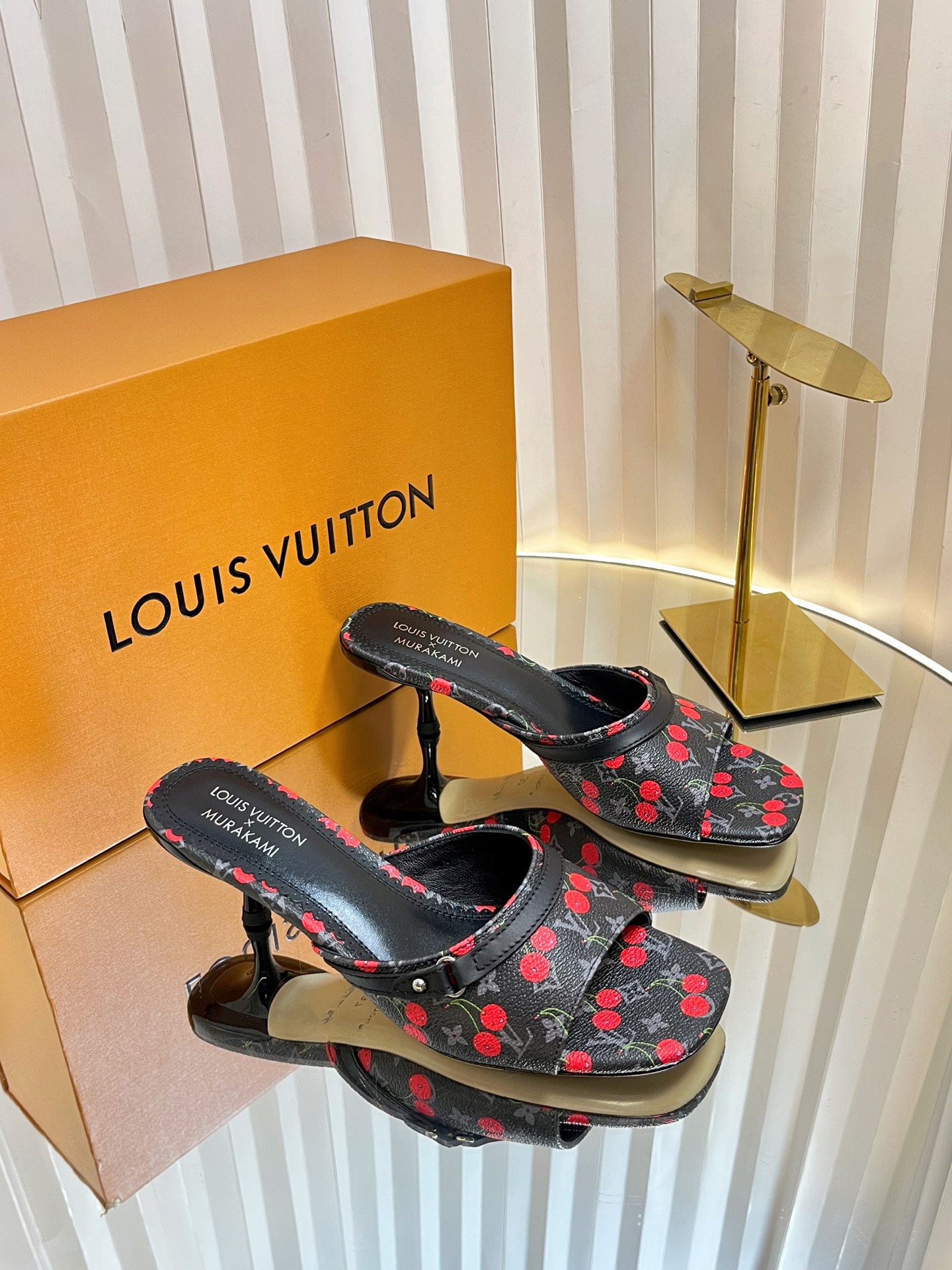 Louis Vuitton Murakami Cherry Print Mules Heels | Women's Designer Shoes 2 i1751236441949 5856 0 0