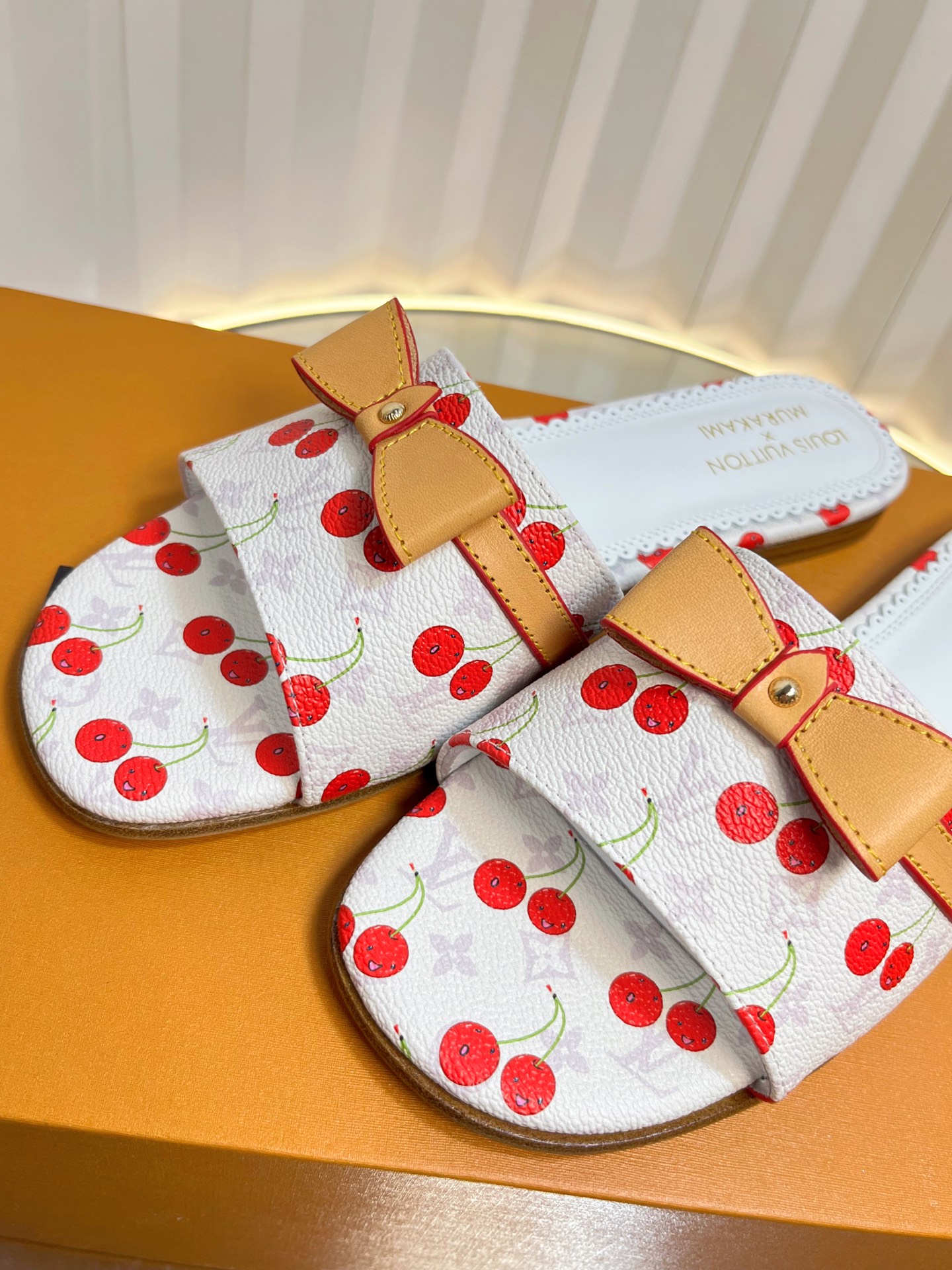 Louis Vuitton Murakami Cherry Print Bow Mules Slides Women Shoes 8 i1751236568484 7151 0 6