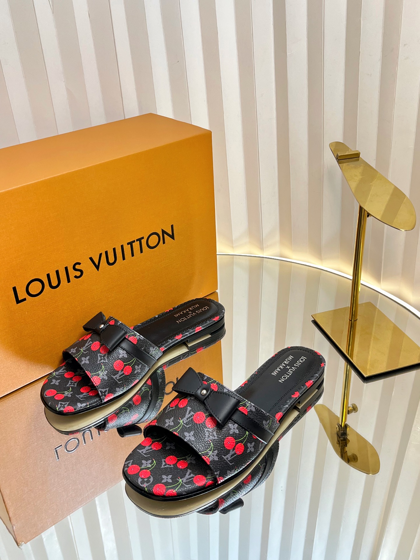 Louis Vuitton Murakami Cherry Print Women's Mules Slides, Size 35-42 3 i1751236602559 6405 0 1