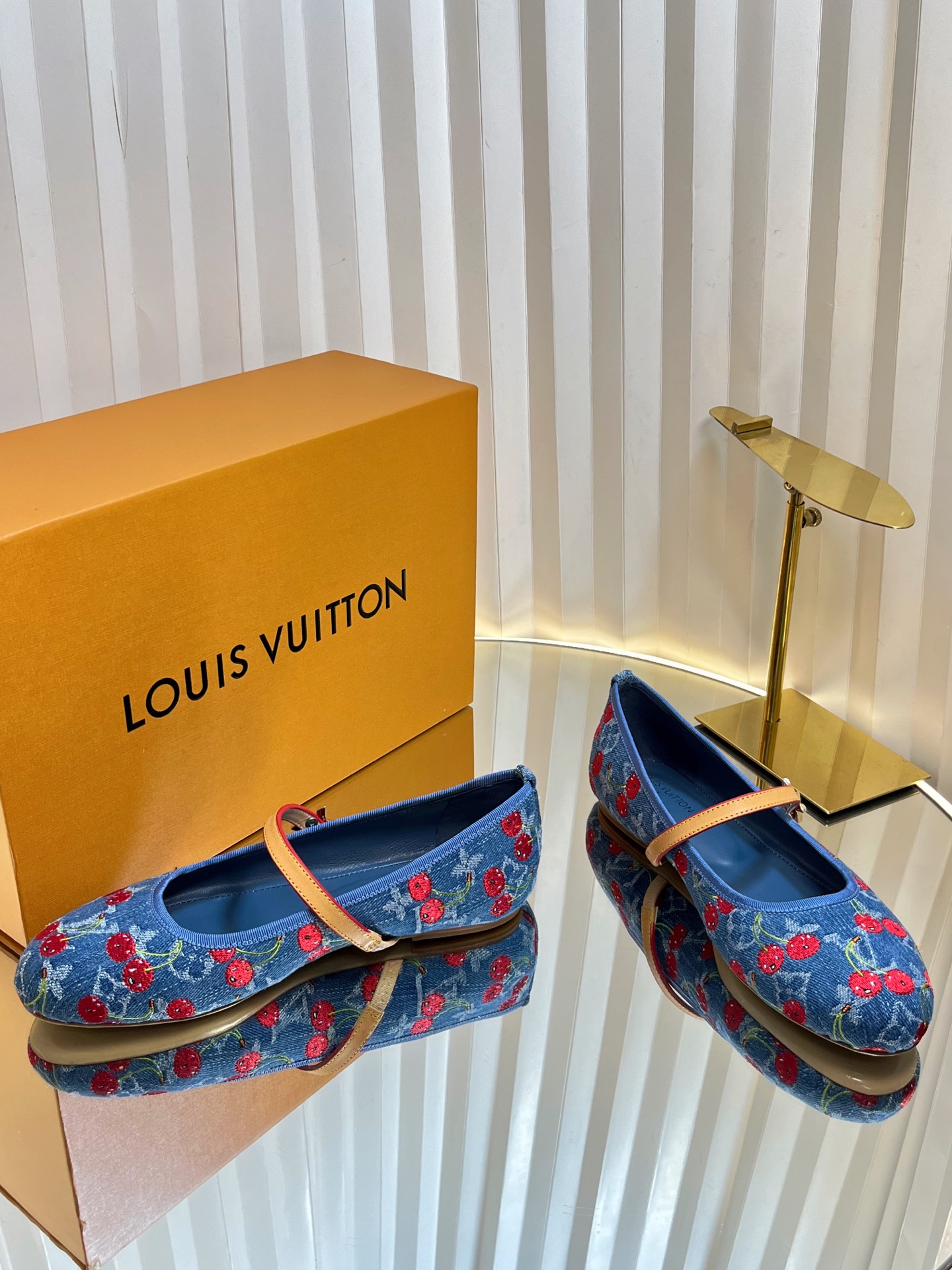 Louis Vuitton Women's Blue Cherry Blossom Ballerina Shoes - Size 35-42 4 i1751236830818 2016 0 2