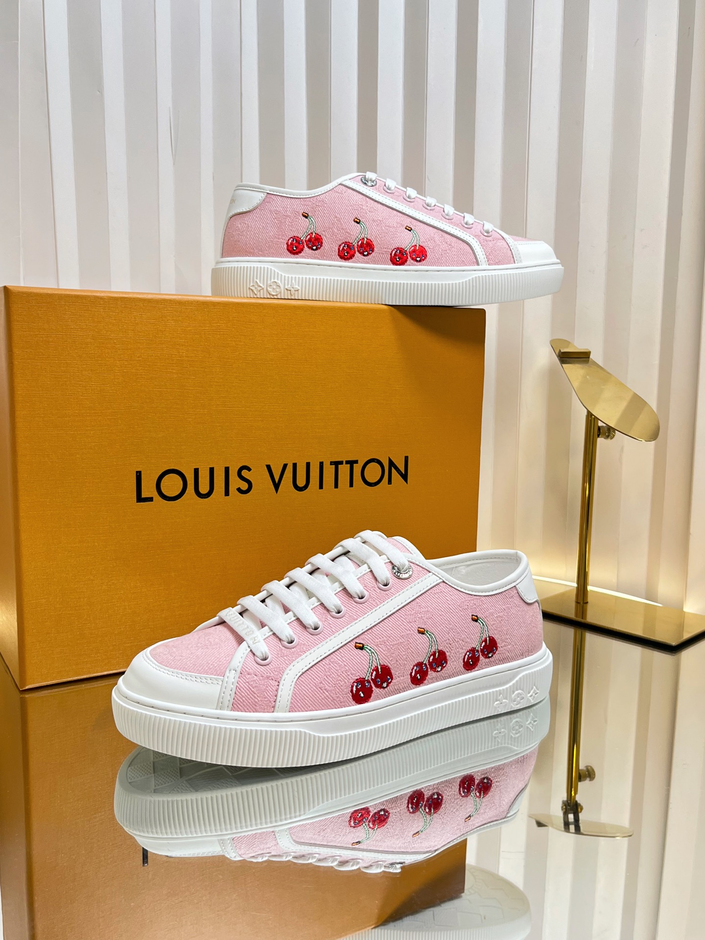 Louis Vuitton Lagoon Pink Cherry Embellished Canvas Sneakers - Size 35-42 4 i1751463838815 4503 0 3