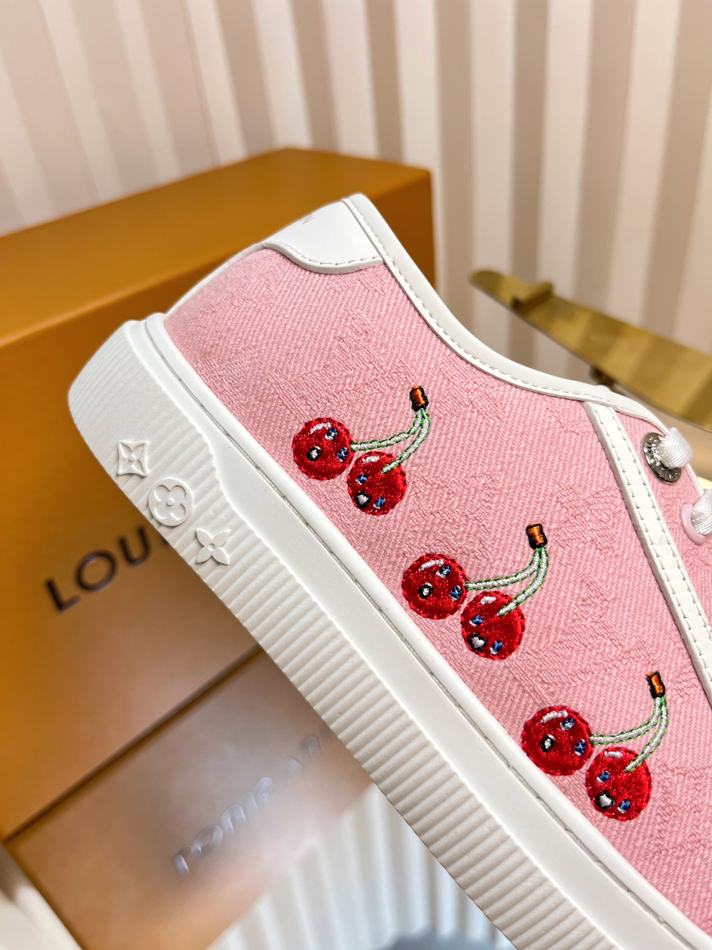 Louis Vuitton Lagoon Pink Cherry Embellished Canvas Sneakers - Size 35-42 7 i1751463838817 7026 0 6
