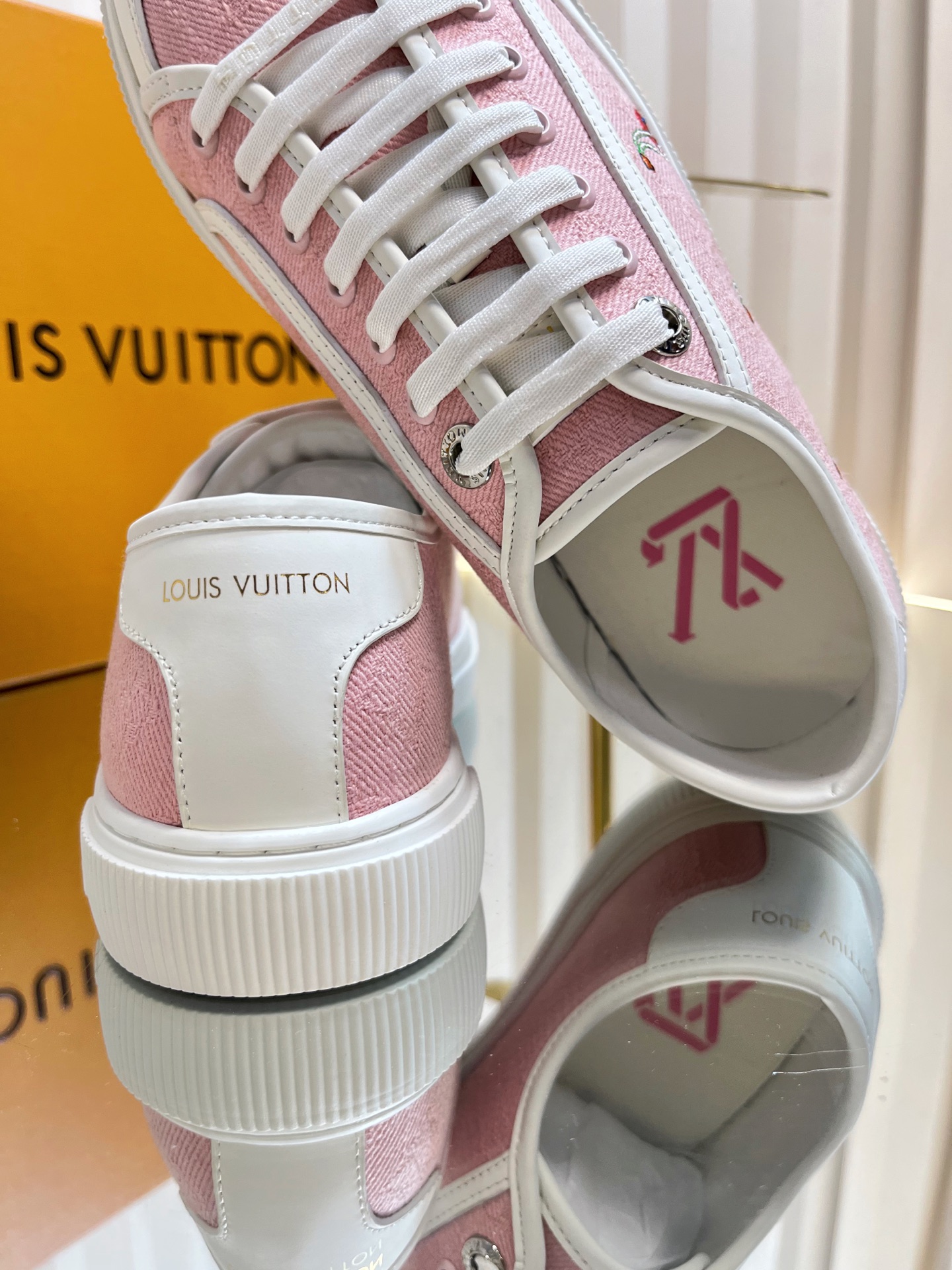 Louis Vuitton Lagoon Pink Cherry Embellished Canvas Sneakers - Size 35-42 8 i1751463840566 4036 0 7