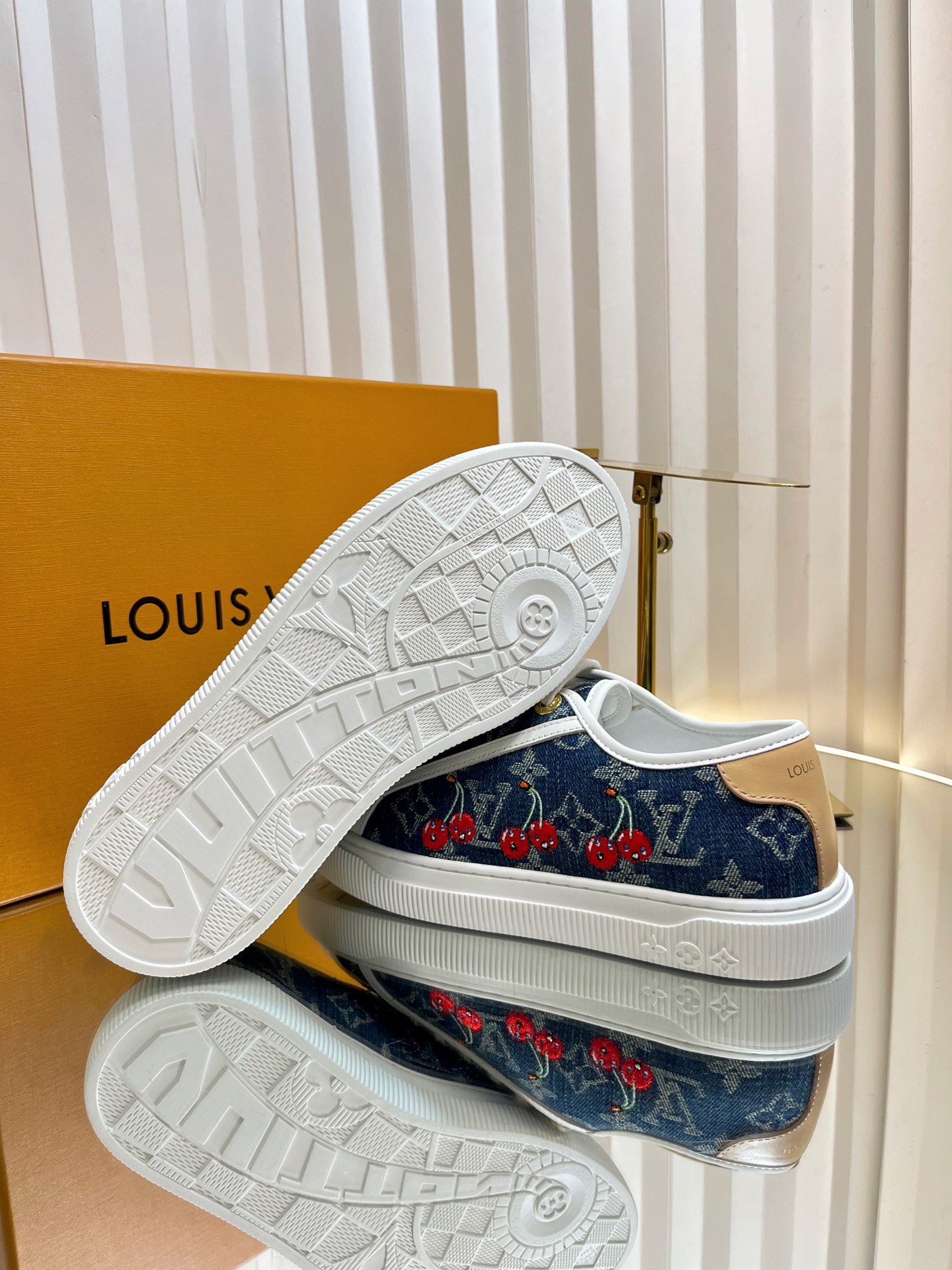 Louis Vuitton Lagoon Denim Sneakers with Cherry Embroidery, Women's Size 35-42 10 i1751463870211 362 0 8