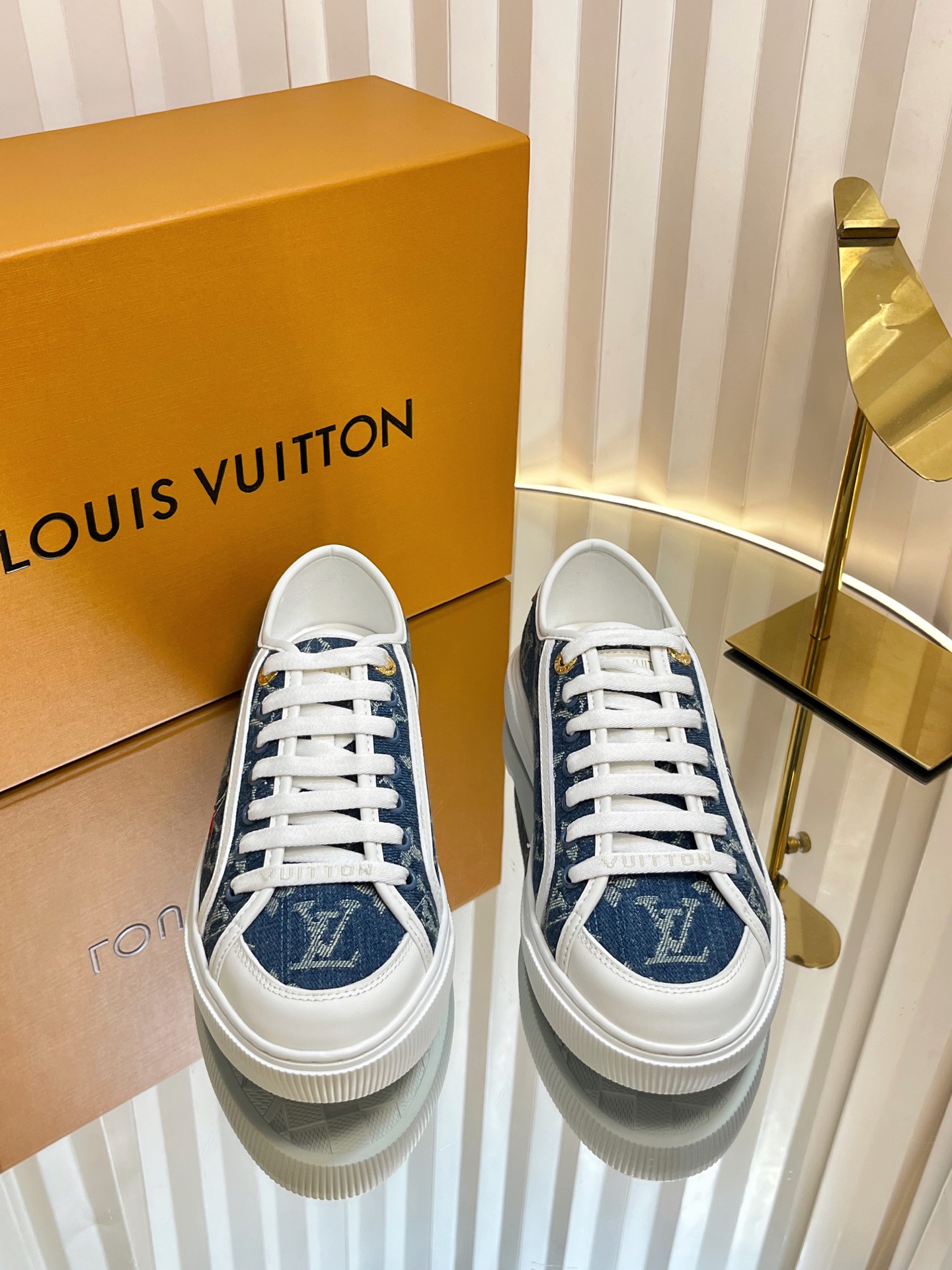 Louis Vuitton Lagoon Denim Sneakers with Cherry Embroidery, Women's Size 35-42 4 i1751463870328 7405 0 2