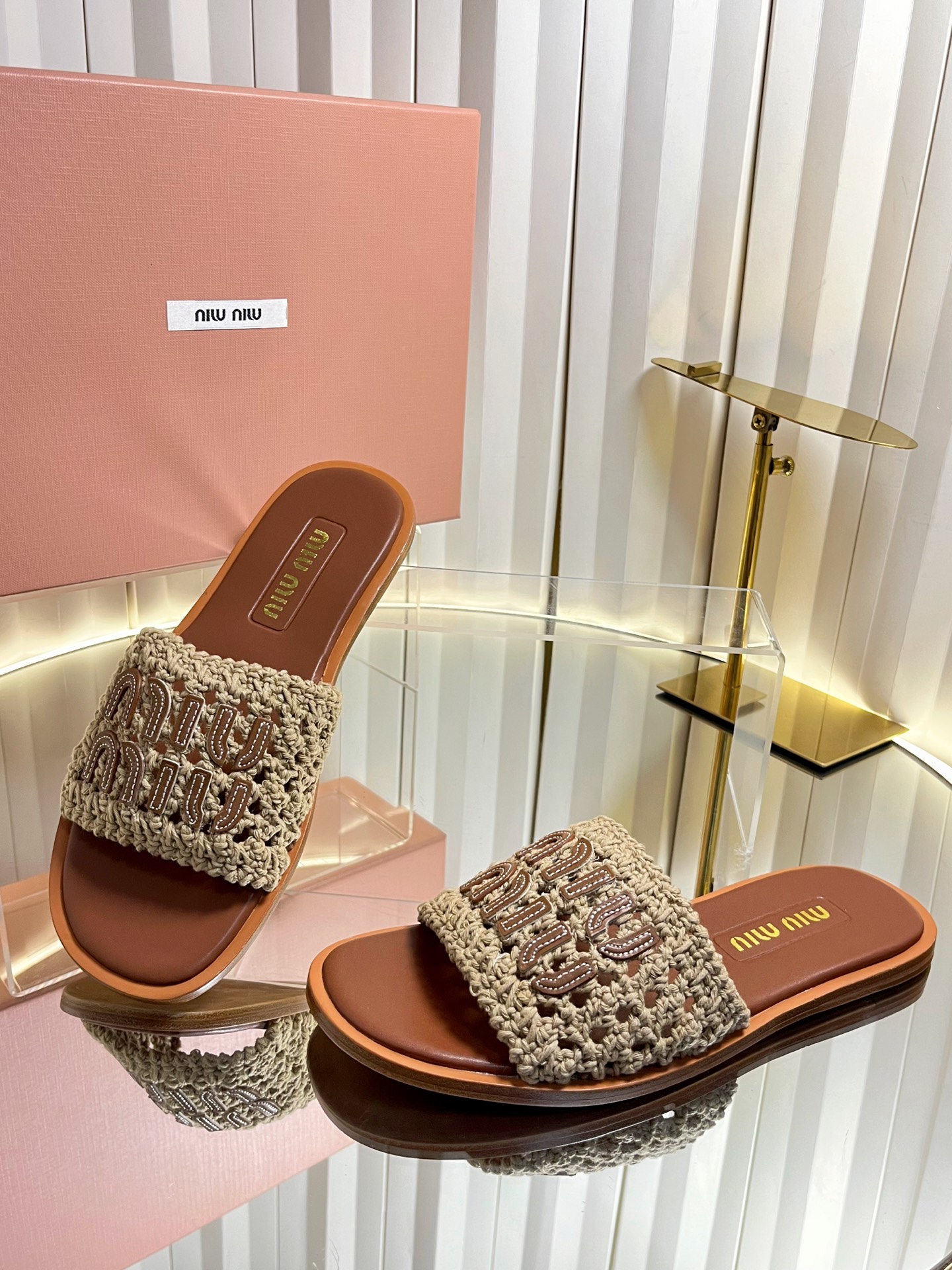 Miu Miu Woven Logo Slides