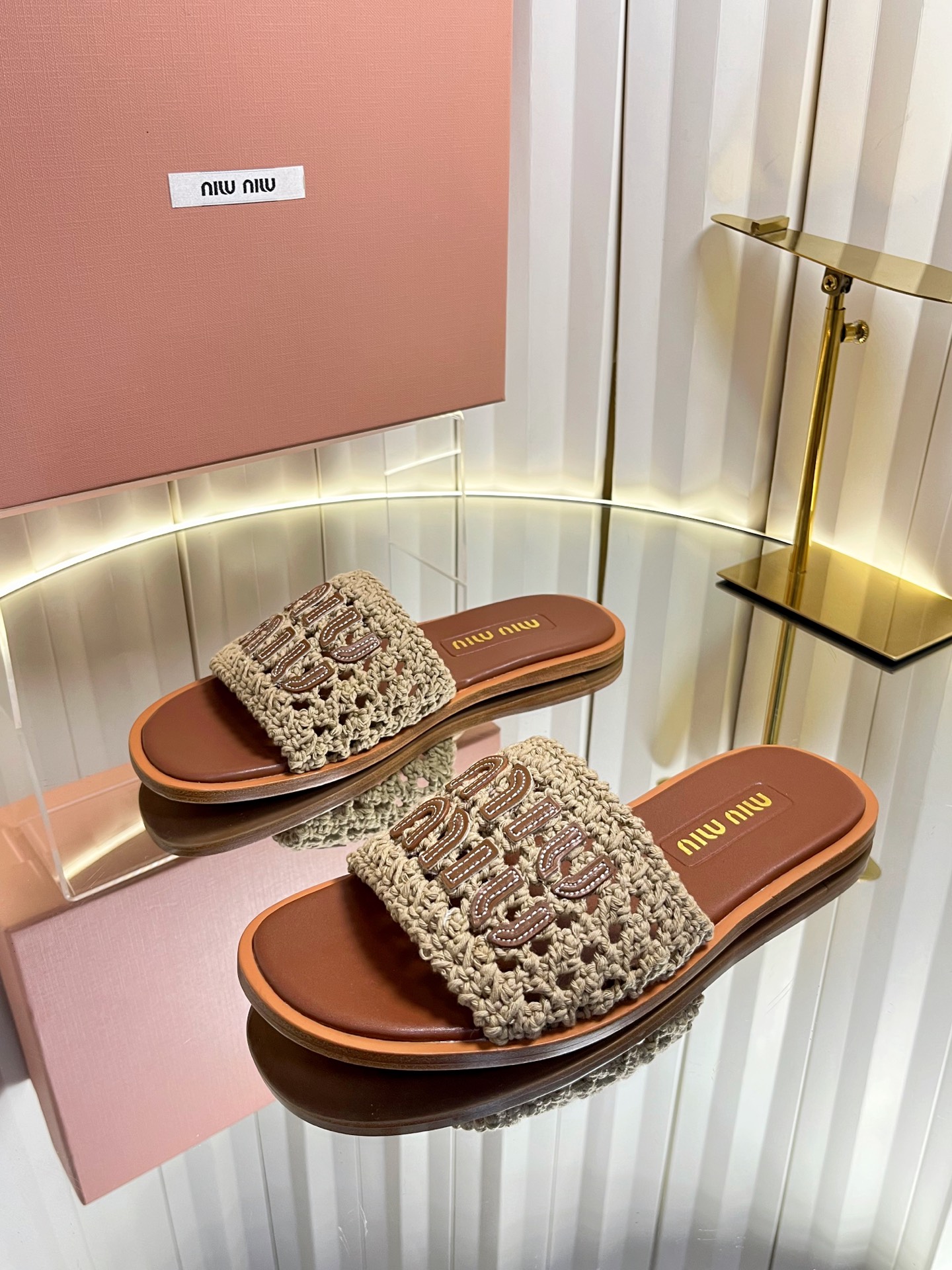 Miu Miu Woven Logo Slides