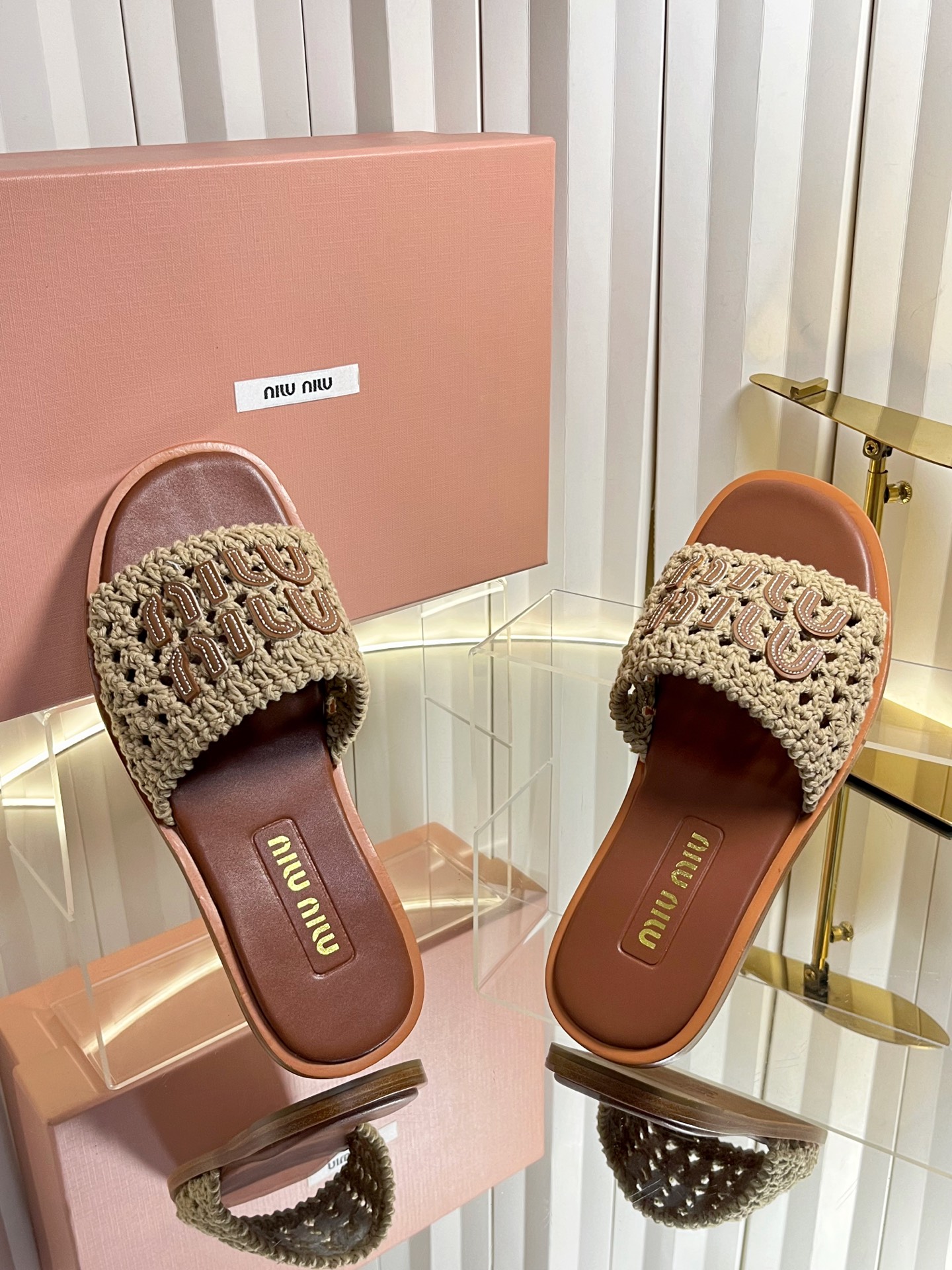 Miu Miu Woven Logo Slides
