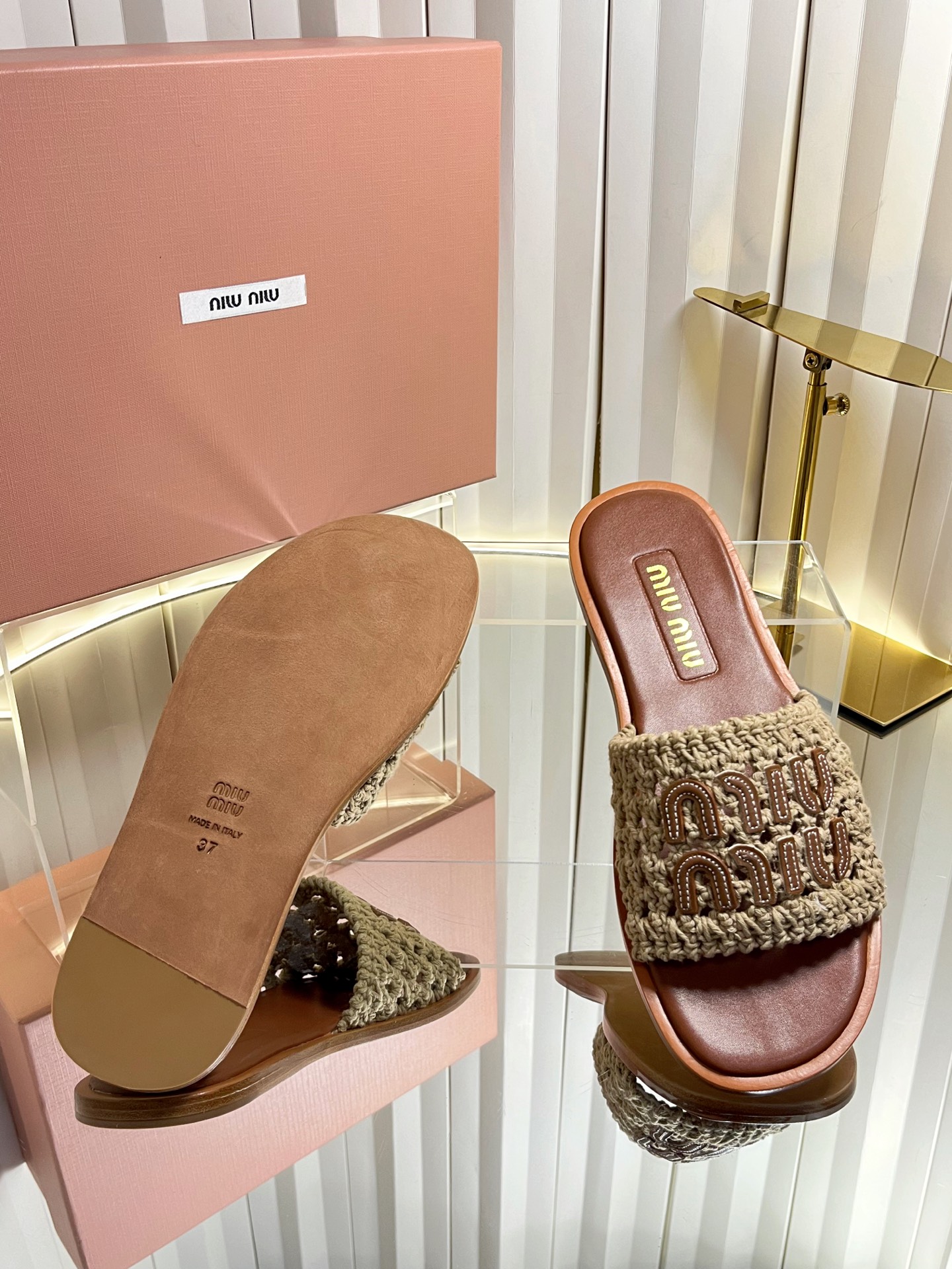 Miu Miu Woven Logo Slides