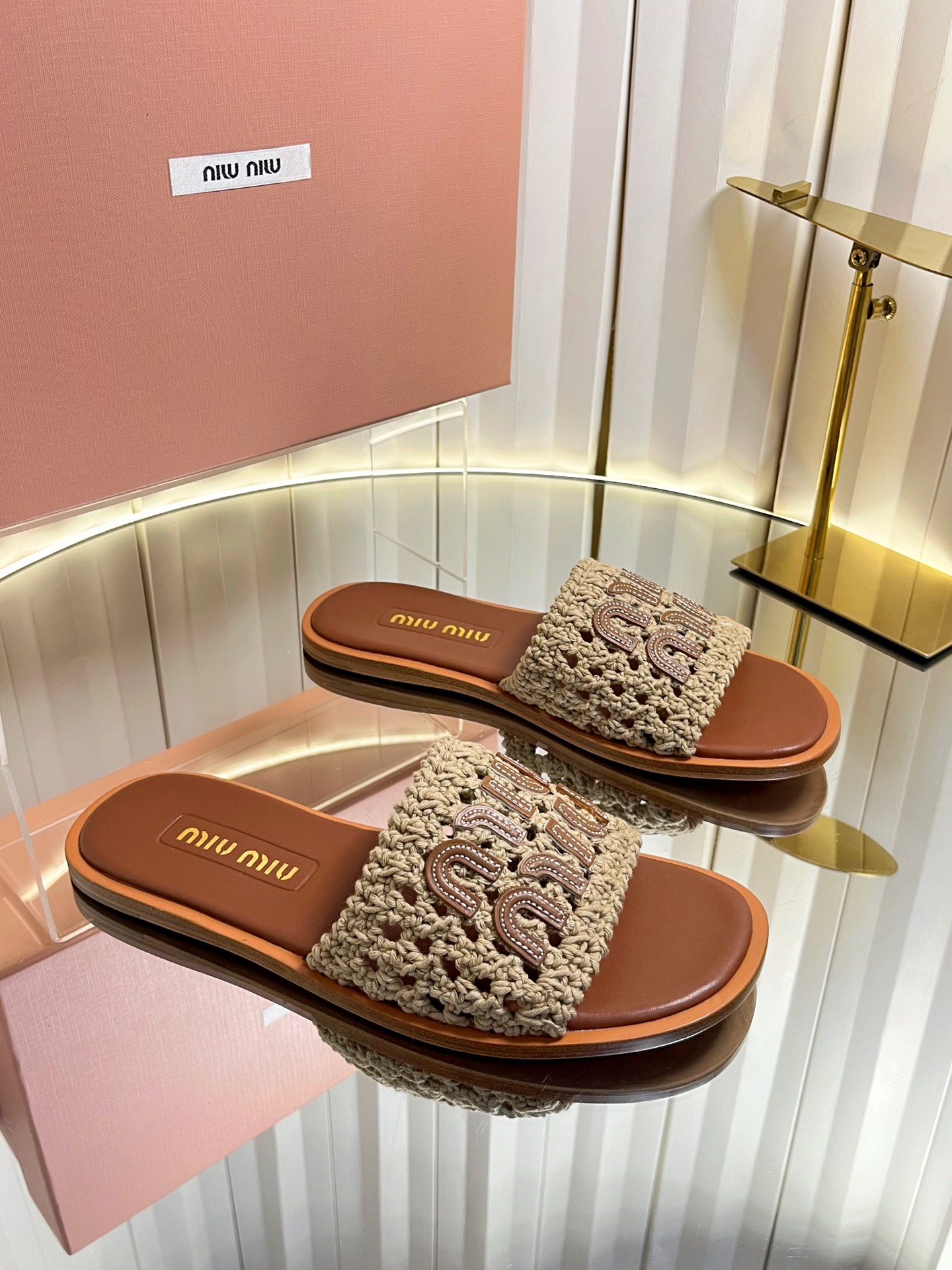 Miu Miu Woven Logo Slides