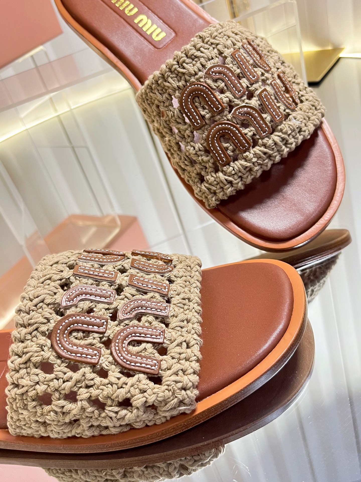 Miu Miu Woven Logo Slides