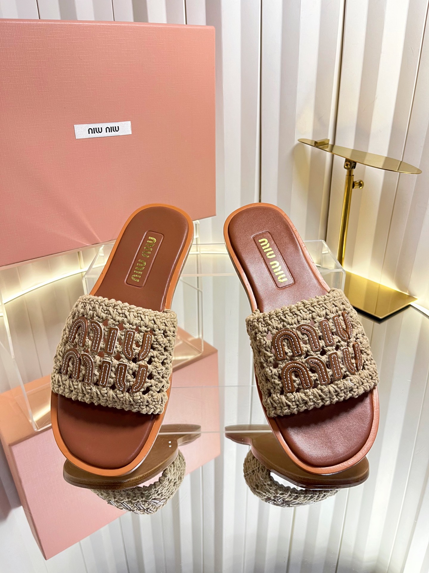 Miu Miu Woven Logo Slides